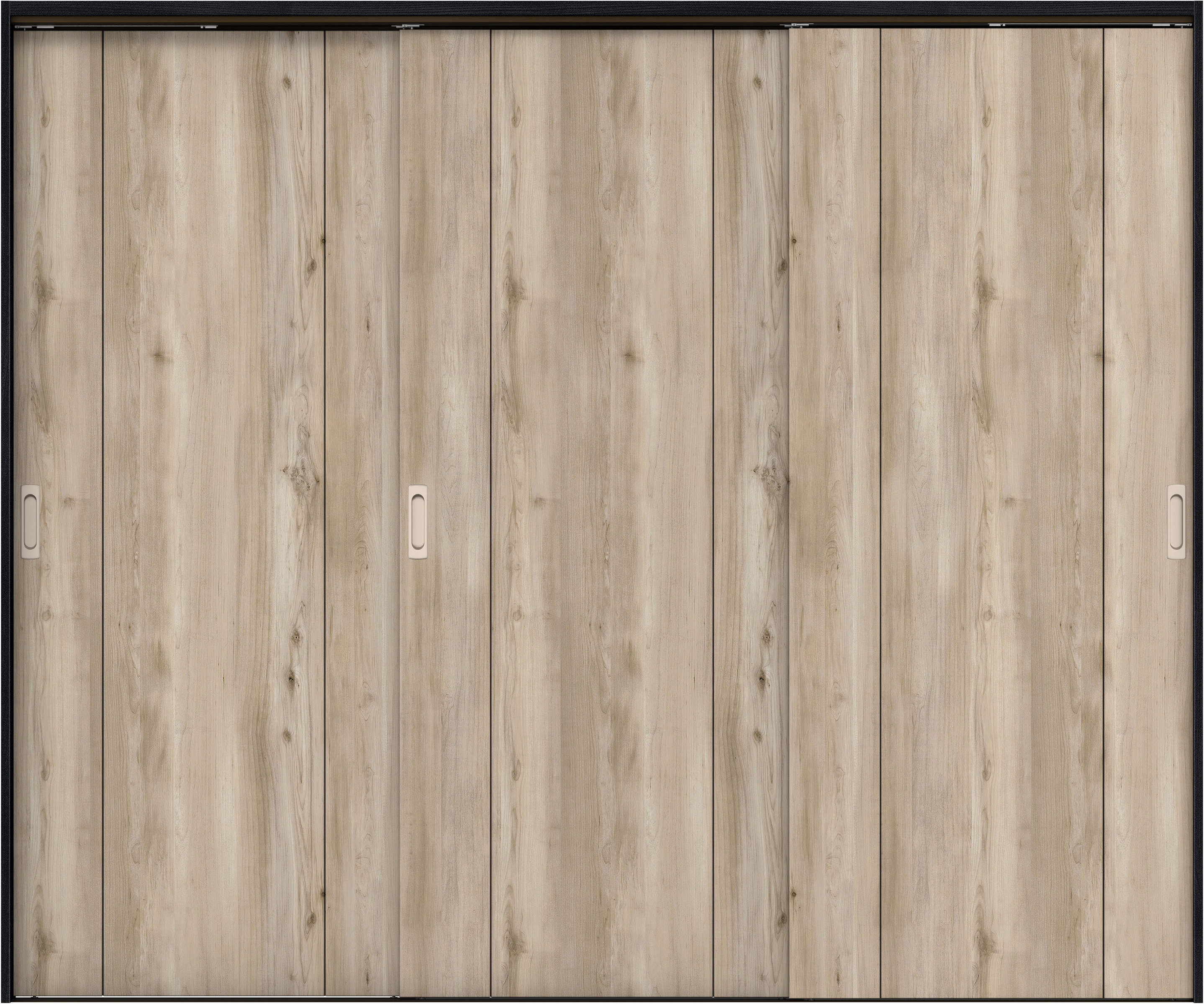 リビングドア　イエリア　吊戸・３枚引違　扉セット　１Ｐデザイン　２４３７幅用　２０００高　〈スモークグレー柄〉　左右兼用　錠なし　ラクラクローズ付用