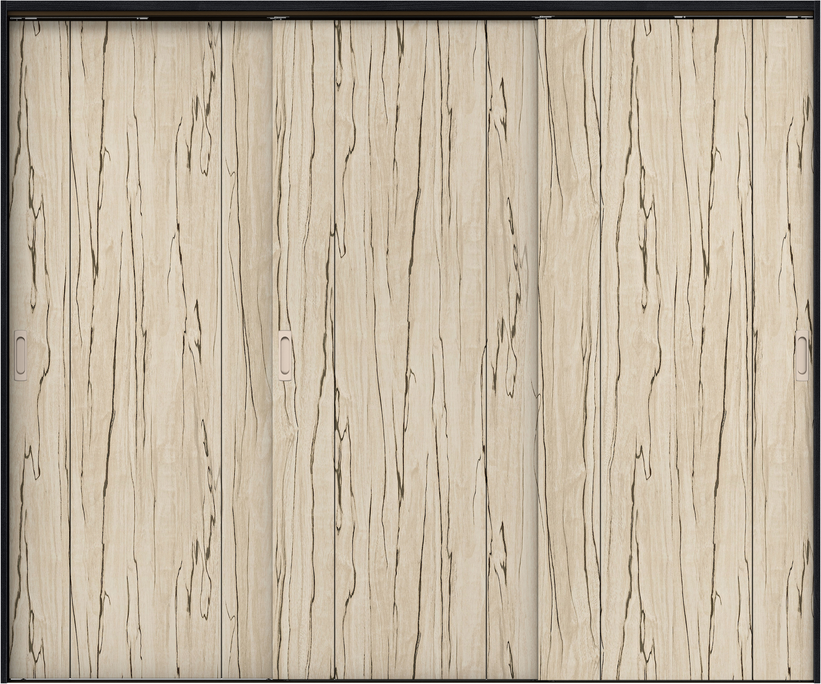 リビングドア　イエリア　吊戸・３枚引違　扉セット　１Ｐデザイン　２４３７幅用　２０００高　〈スロウベージュ柄〉　左右兼用　錠なし　ラクラクローズ付用