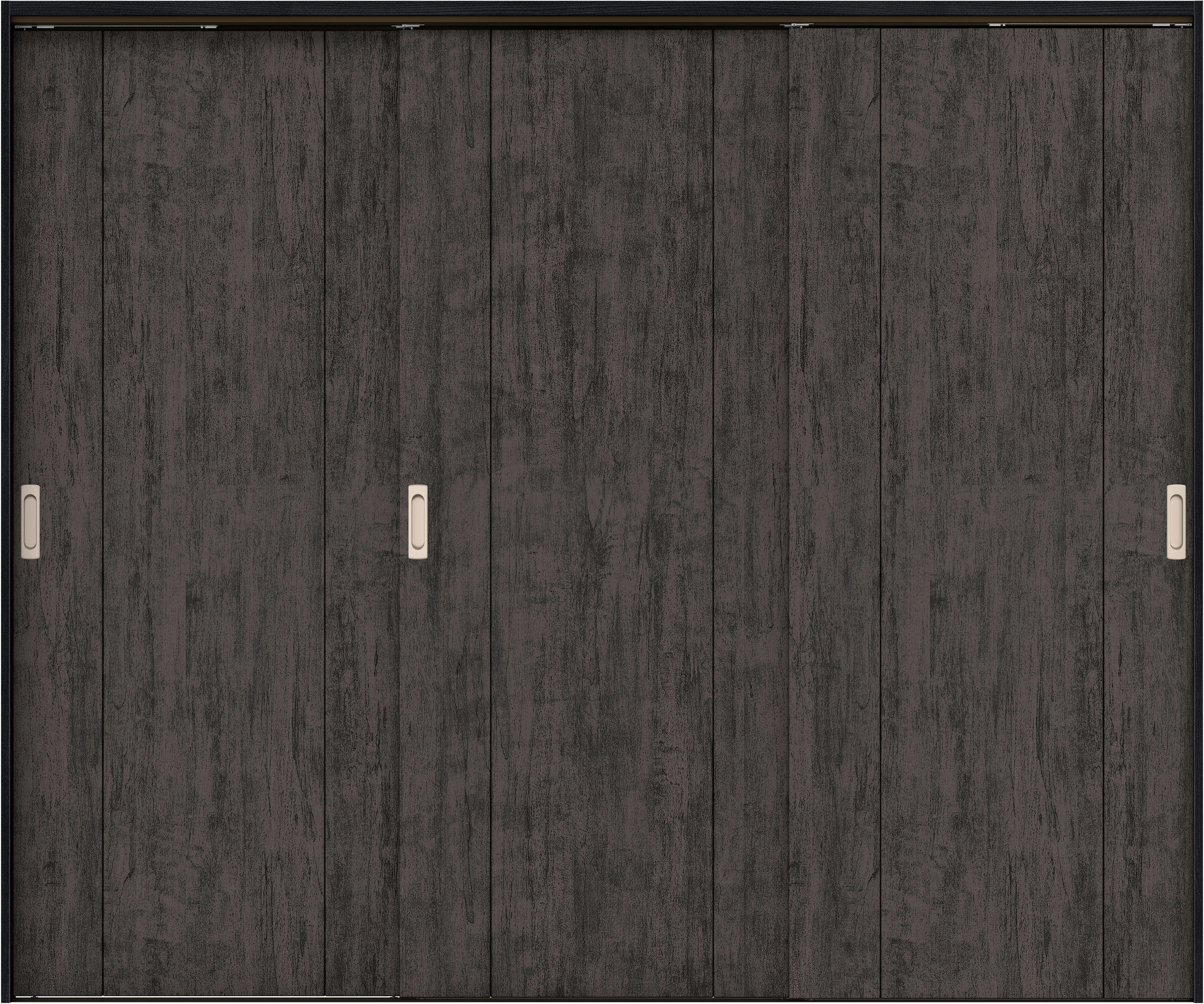 リビングドア　イエリア　吊戸・３枚引違　扉セット　１Ｐデザイン　２４３７幅用　２０００高　〈ドライブラック柄〉　左右兼用　錠なし　ラクラクローズ付用