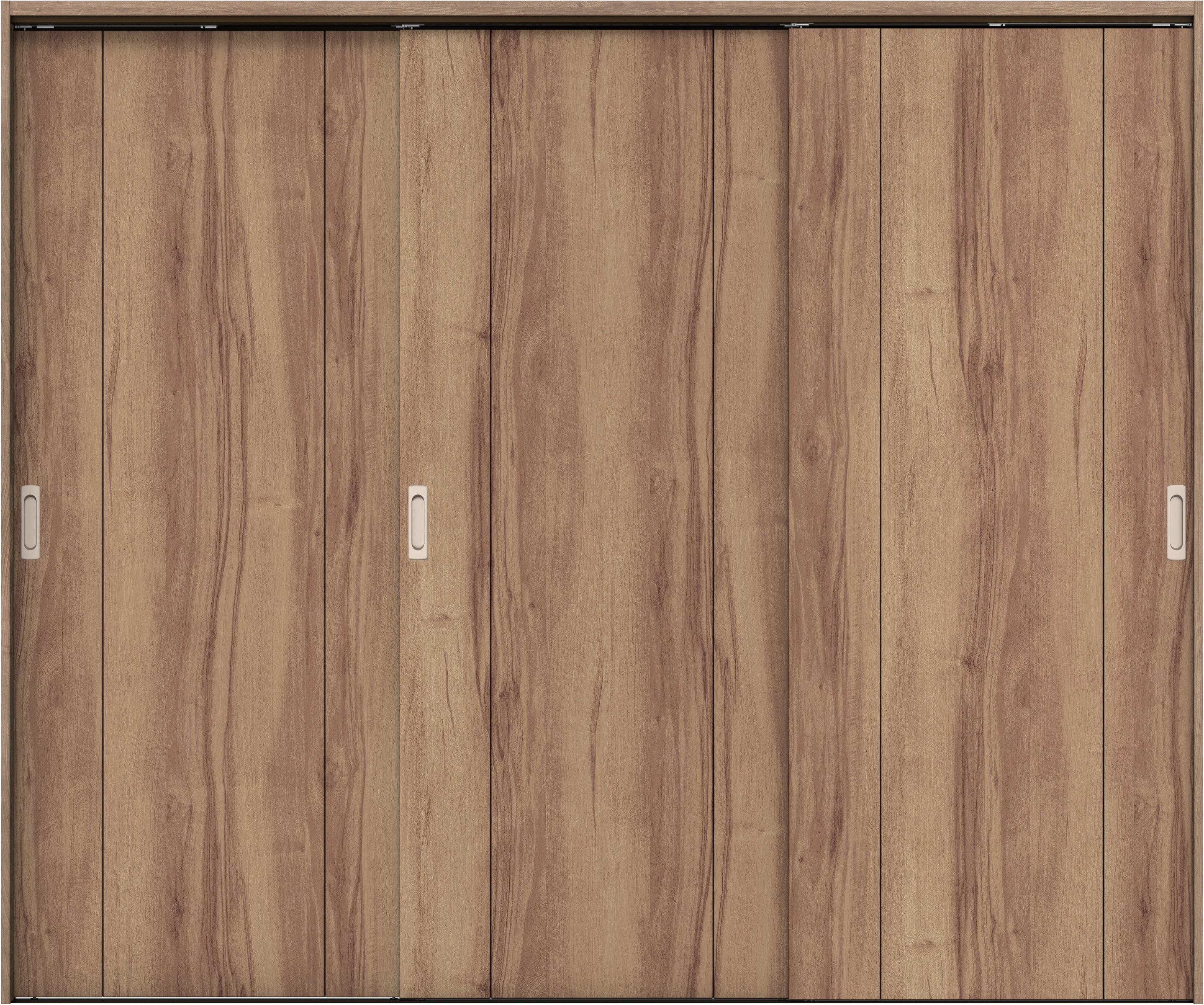 リビングドア　イエリア　吊戸・３枚引違　扉セット　１Ｐデザイン　２４３７幅用　２０００高　〈バームブラウン柄〉　左右兼用　錠なし　ラクラクローズ付用