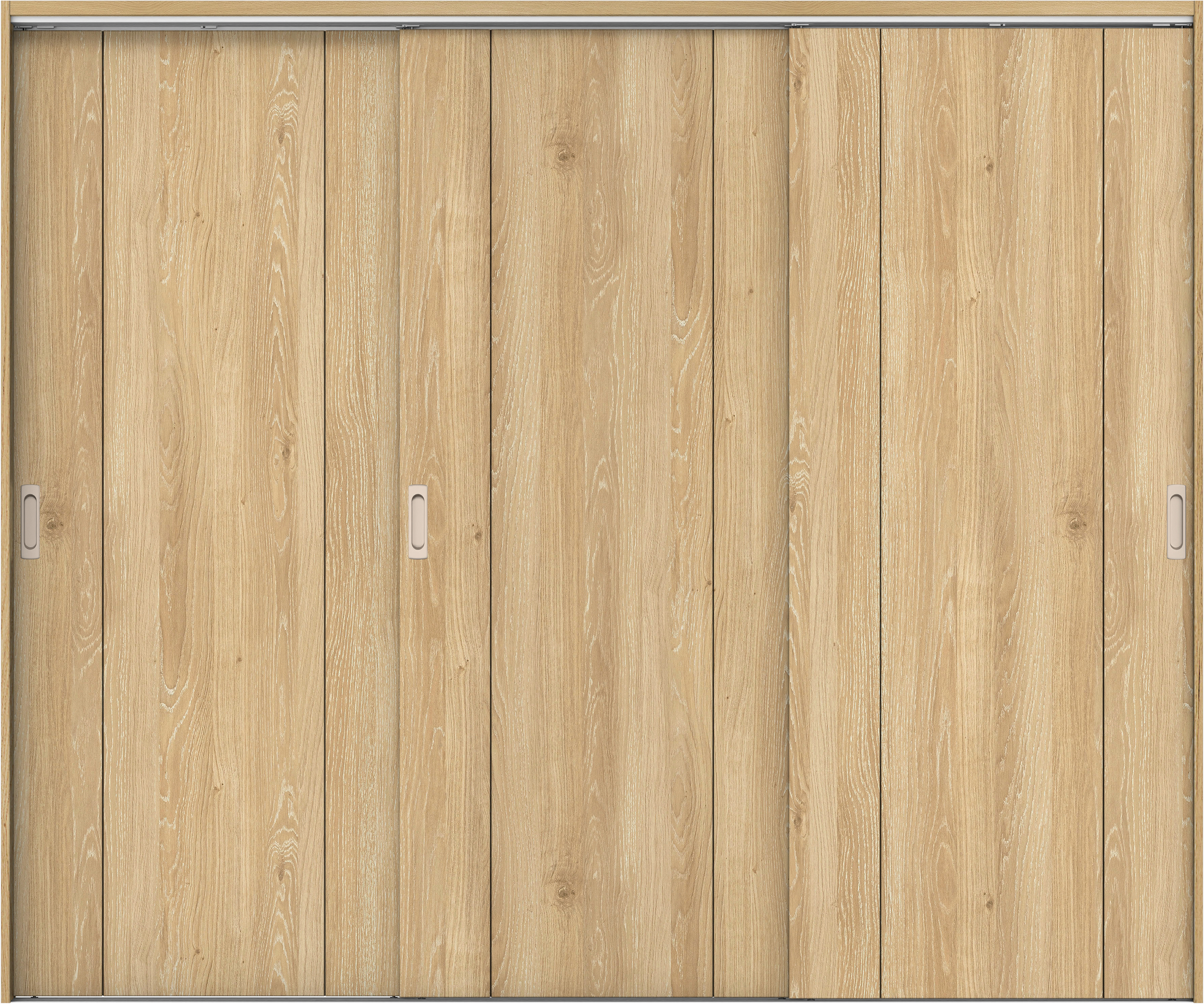 リビングドア　イエリア　吊戸・３枚引違　扉セット　１Ｐデザイン　２４３７幅用　２０００高　〈ミルキーオーカー柄〉　左右兼用　錠なし　ラクラクローズ付用