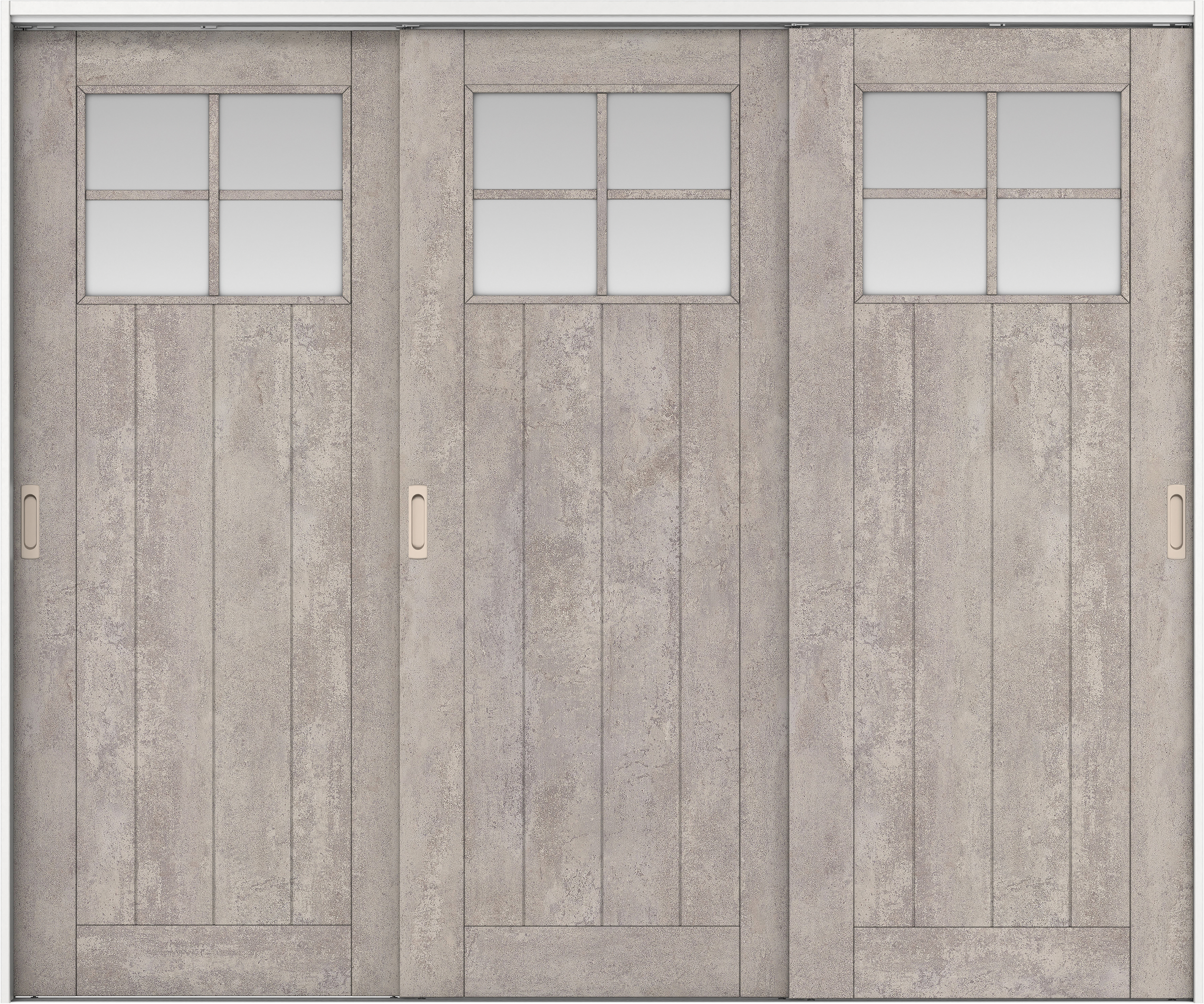 リビングドア　イエリア　吊戸・３枚引違　扉セット　１Ｓデザイン　２４３７幅用　２０００高　〈コンクリートグレー柄〉　左右兼用　錠なし　ラクラクローズ付用