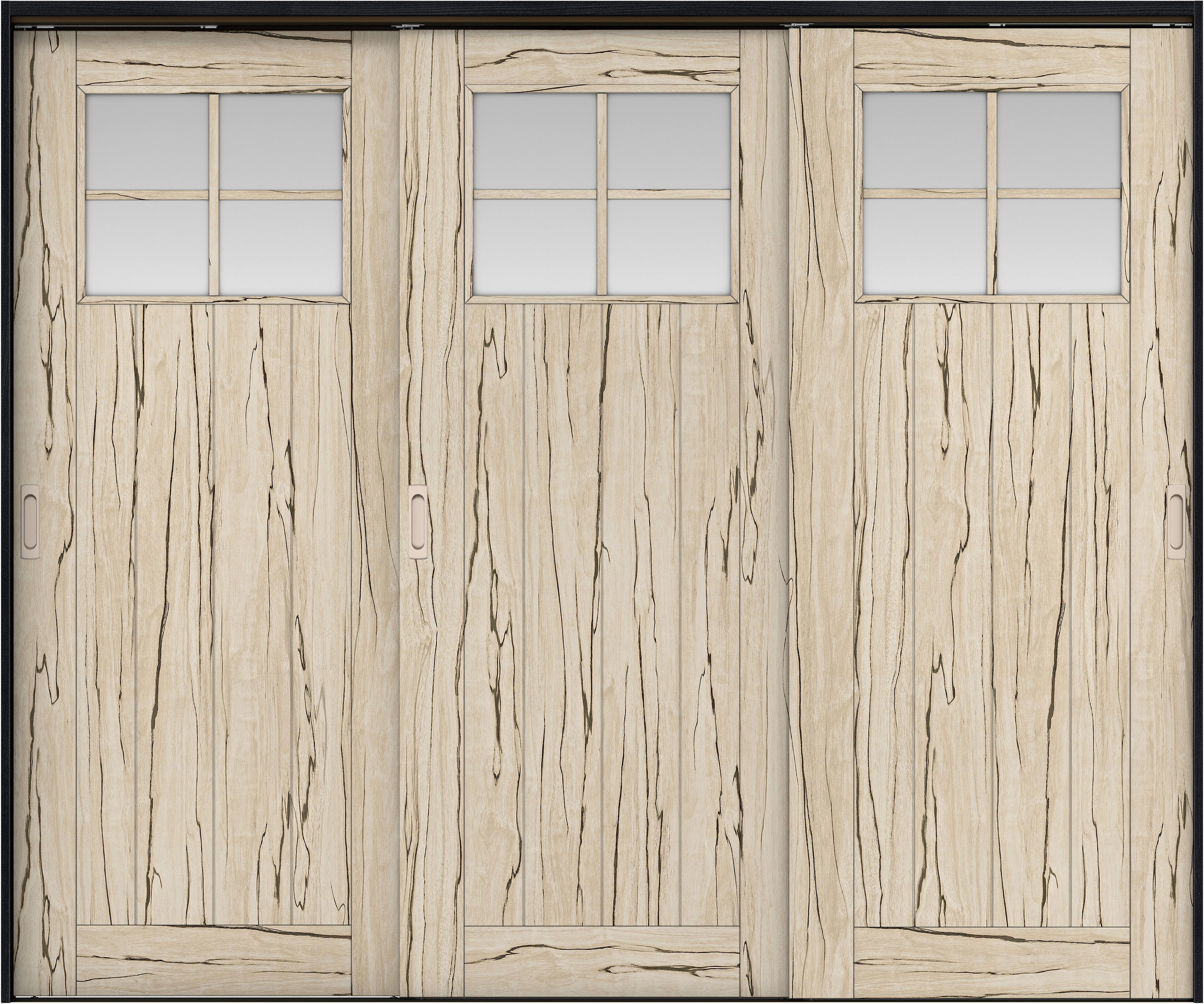 リビングドア　イエリア　吊戸・３枚引違　扉セット　１Ｓデザイン　２４３７幅用　２０００高　〈スロウベージュ柄〉　左右兼用　錠なし　ラクラクローズ付用