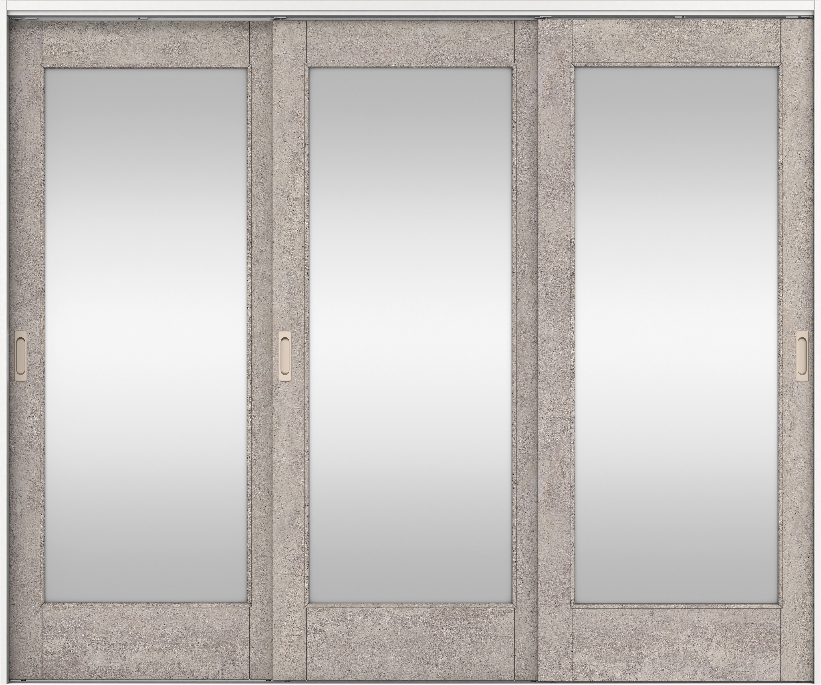 リビングドア　イエリア　吊戸・３枚引違　扉セット　２１デザイン　２４３７幅用　２０００高　〈コンクリートグレー柄〉　左右兼用　錠なし　ラクラクローズ付用