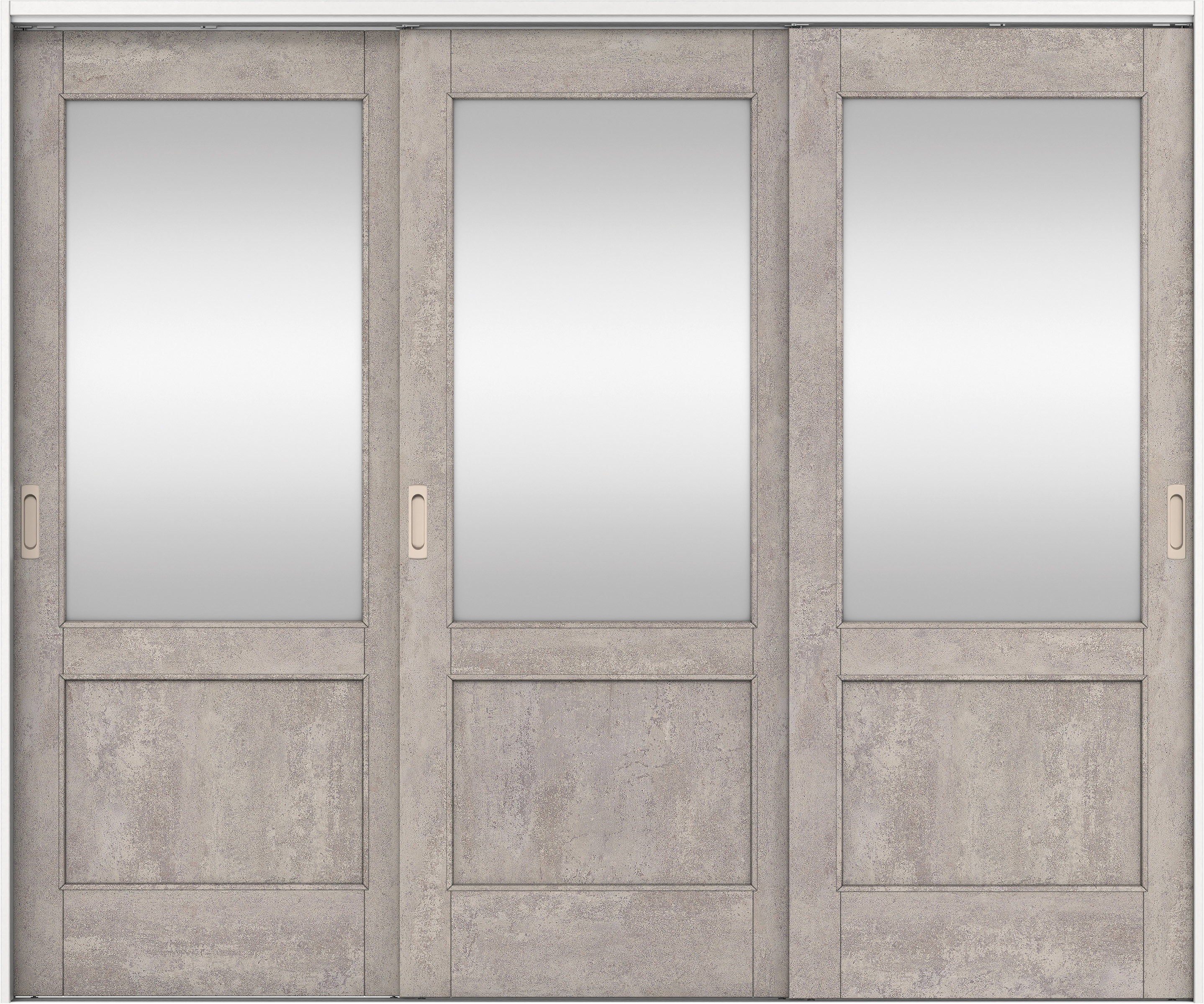 リビングドア　イエリア　吊戸・３枚引違　扉セット　２６デザイン　２４３７幅用　２０００高　〈コンクリートグレー柄〉　左右兼用　錠なし　ラクラクローズ付用