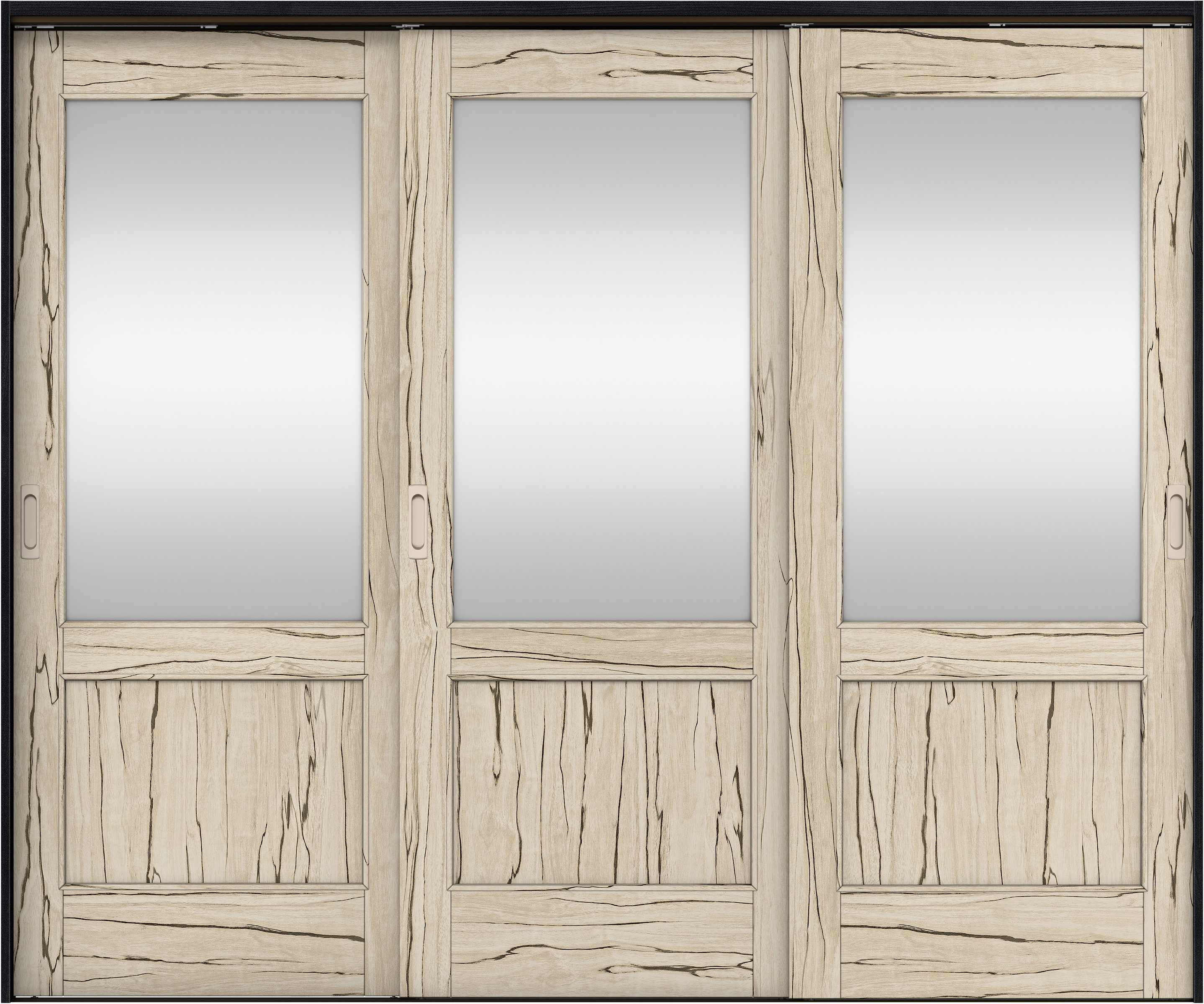 リビングドア　イエリア　吊戸・３枚引違　扉セット　２６デザイン　２４３７幅用　２０００高　〈スロウベージュ柄〉　左右兼用　錠なし　ラクラクローズ付用