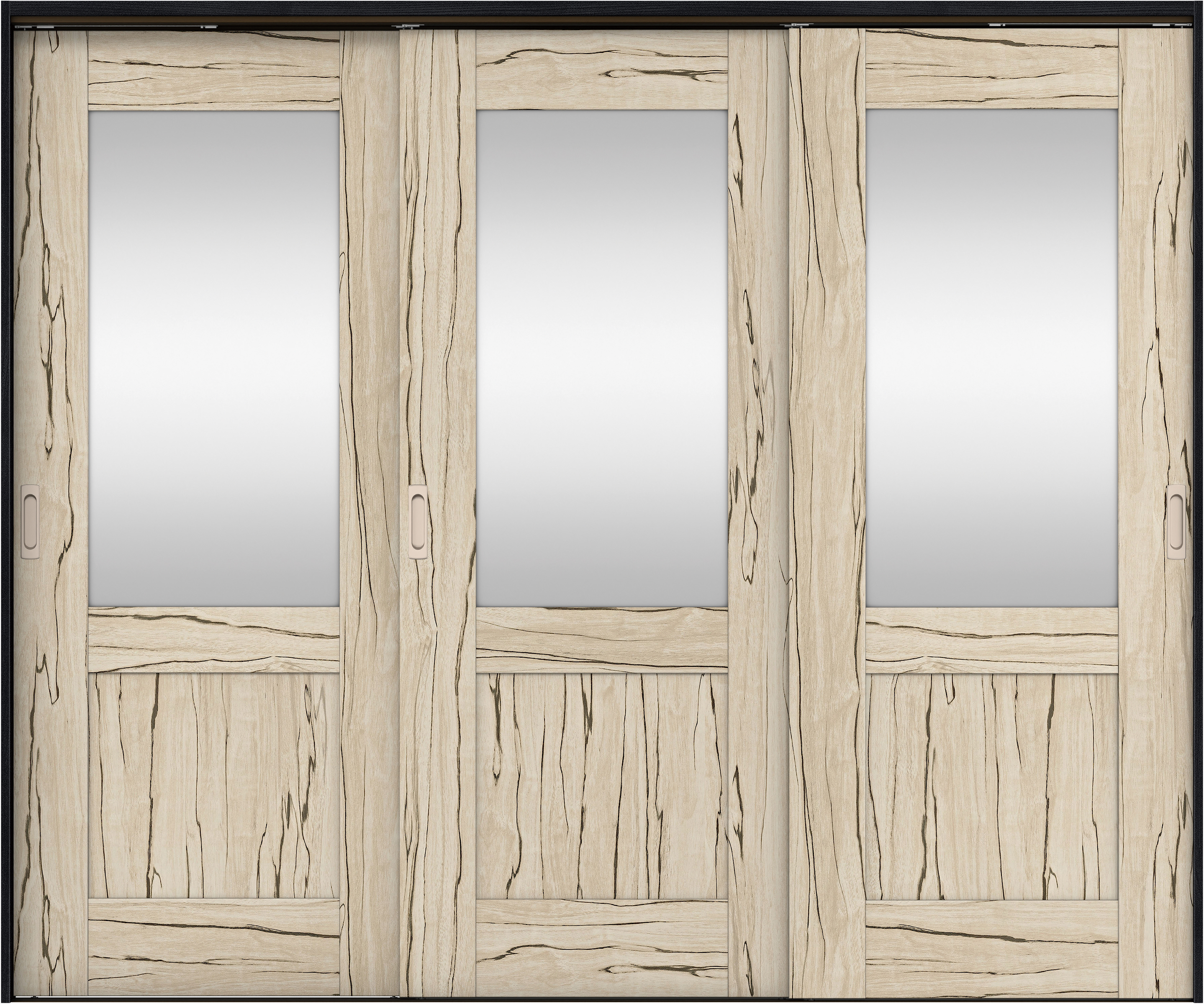 リビングドア　イエリア　吊戸・３枚引違　扉セット　２８デザイン　２４３７幅用　２０００高　〈スロウベージュ柄〉　左右兼用　錠なし　ラクラクローズ付用