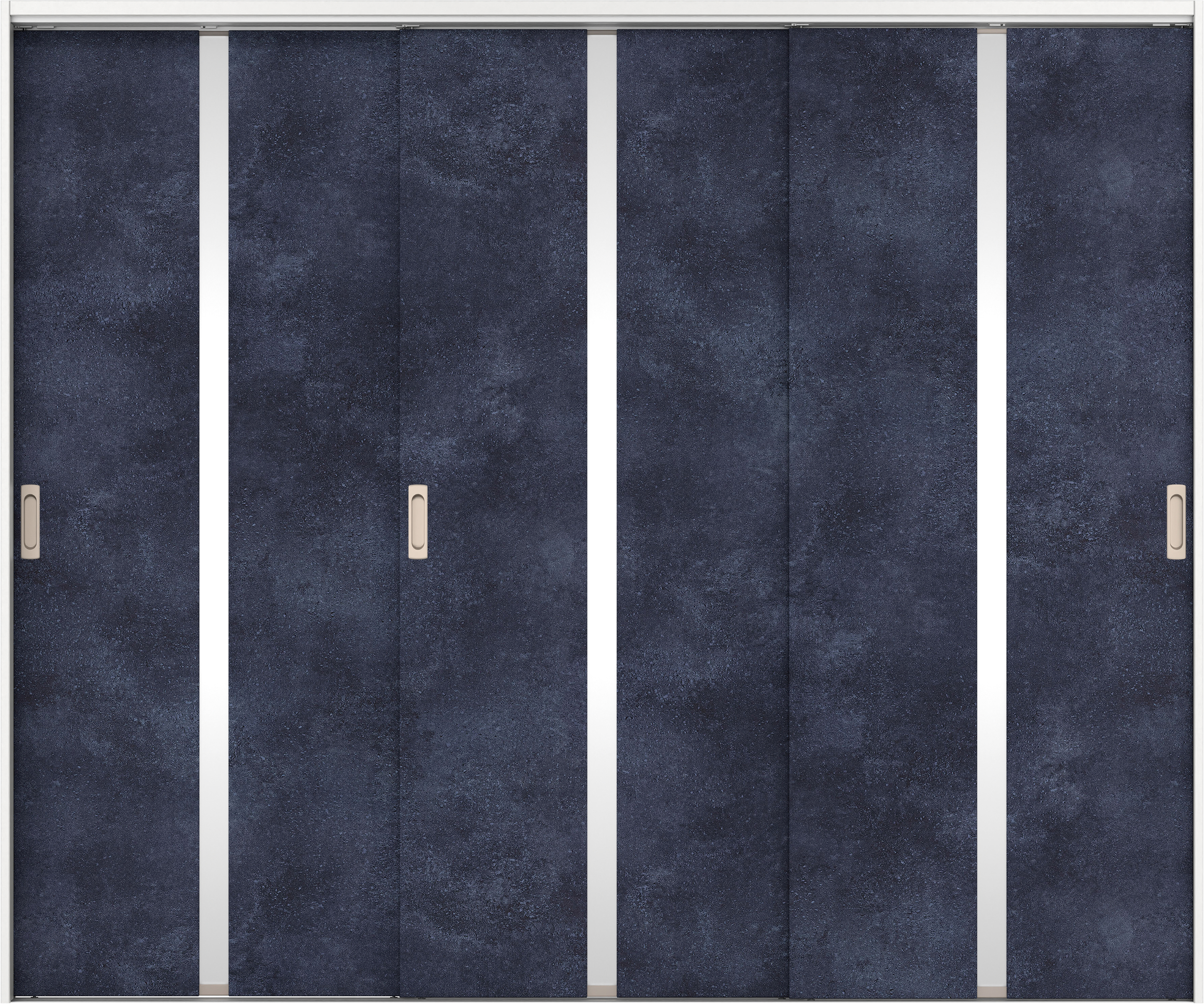 リビングドア　イエリア　吊戸・３枚引違　扉セット　２Ｐデザイン　２４３７幅用　２０００高　〈コバルトブルー柄〉　左右兼用　錠なし　ラクラクローズ付用