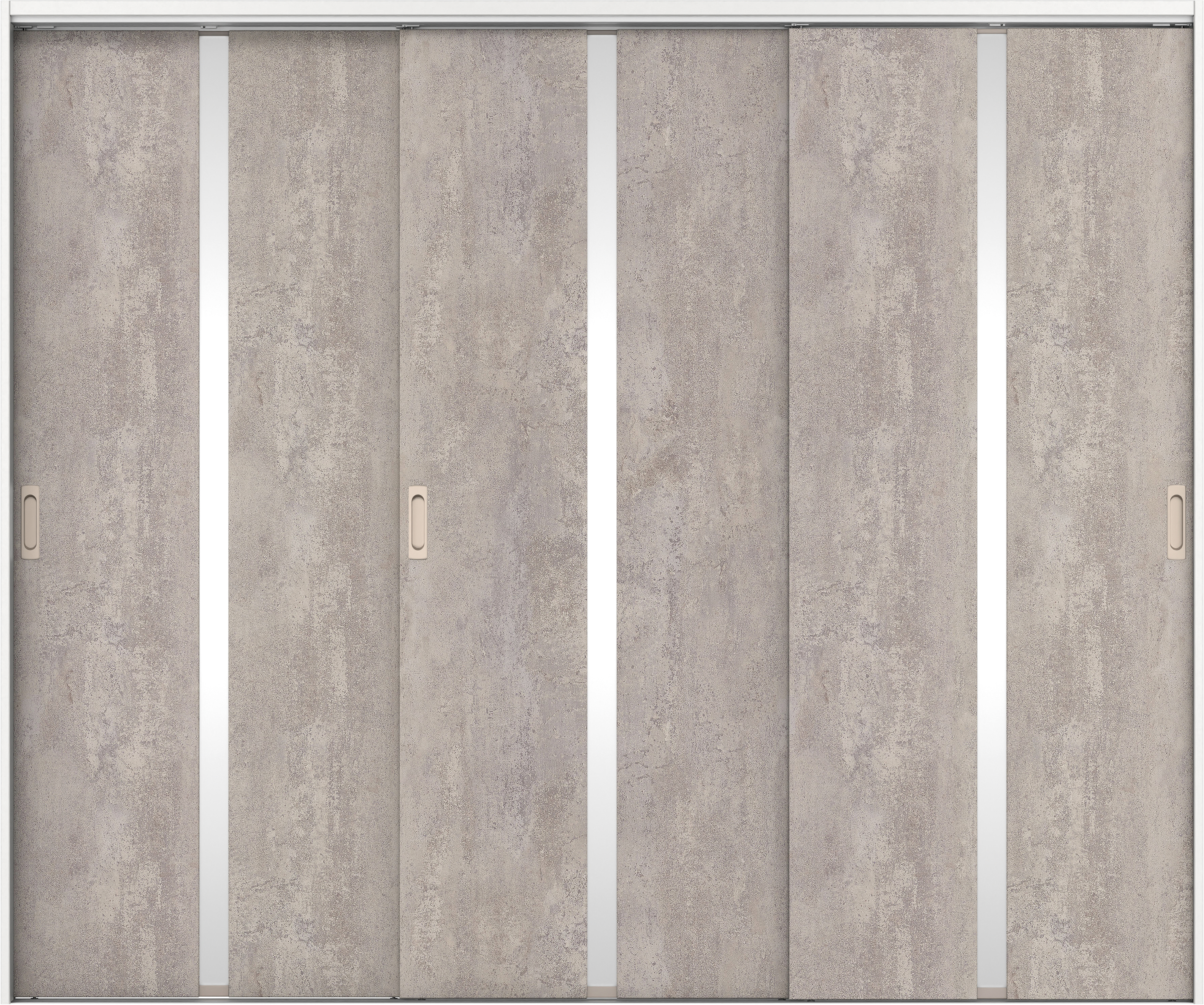 リビングドア　イエリア　吊戸・３枚引違　扉セット　２Ｐデザイン　２４３７幅用　２０００高　〈コンクリートグレー柄〉　左右兼用　錠なし　ラクラクローズ付用