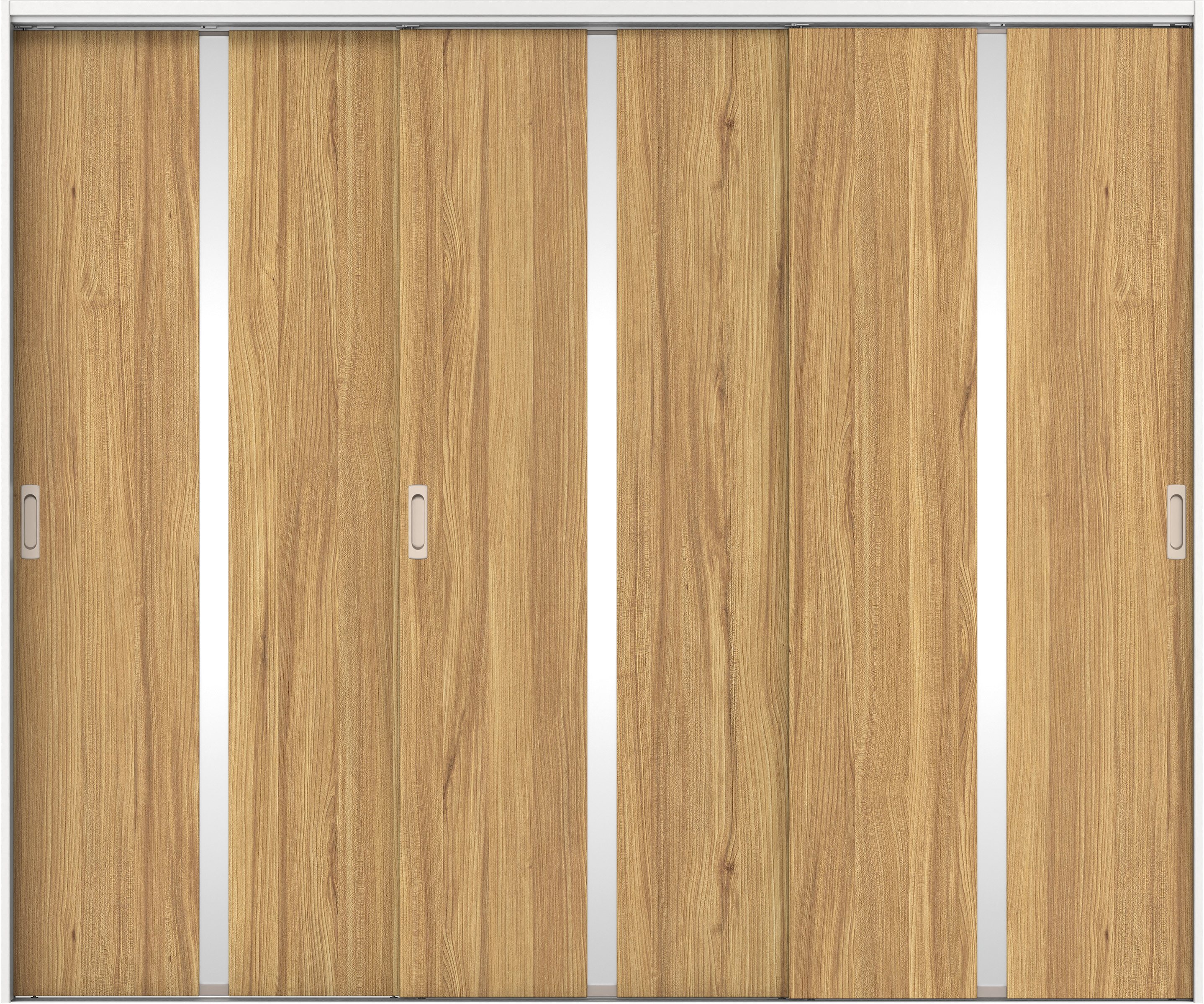 リビングドア　イエリア　吊戸・３枚引違　扉セット　２Ｐデザイン　２４３７幅用　２０００高　〈シナモンブラウン柄〉　左右兼用　錠なし　ラクラクローズ付用