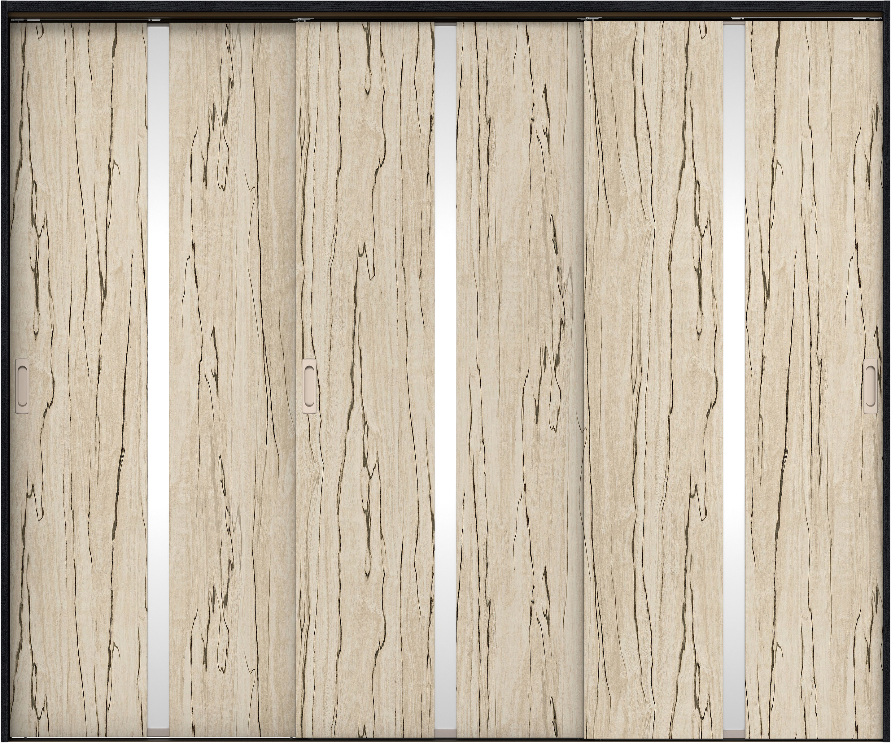 リビングドア　イエリア　吊戸・３枚引違　扉セット　２Ｐデザイン　２４３７幅用　２０００高　〈スロウベージュ柄〉　左右兼用　錠なし　ラクラクローズ付用