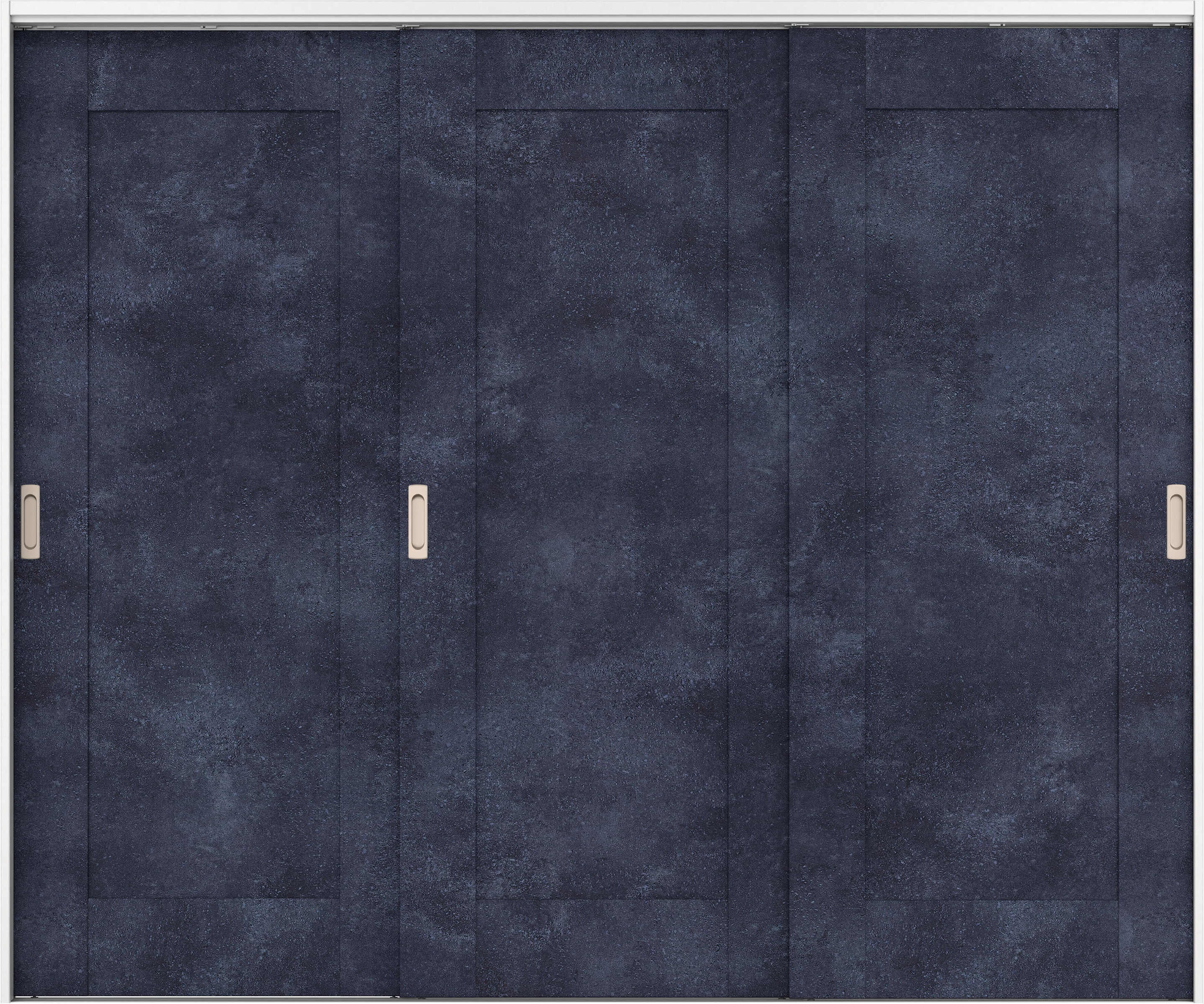 リビングドア　イエリア　吊戸・３枚引違　扉セット　３８デザイン　２４３７幅用　２０００高　〈コバルトブルー柄〉　左右兼用　錠なし　ラクラクローズ付用