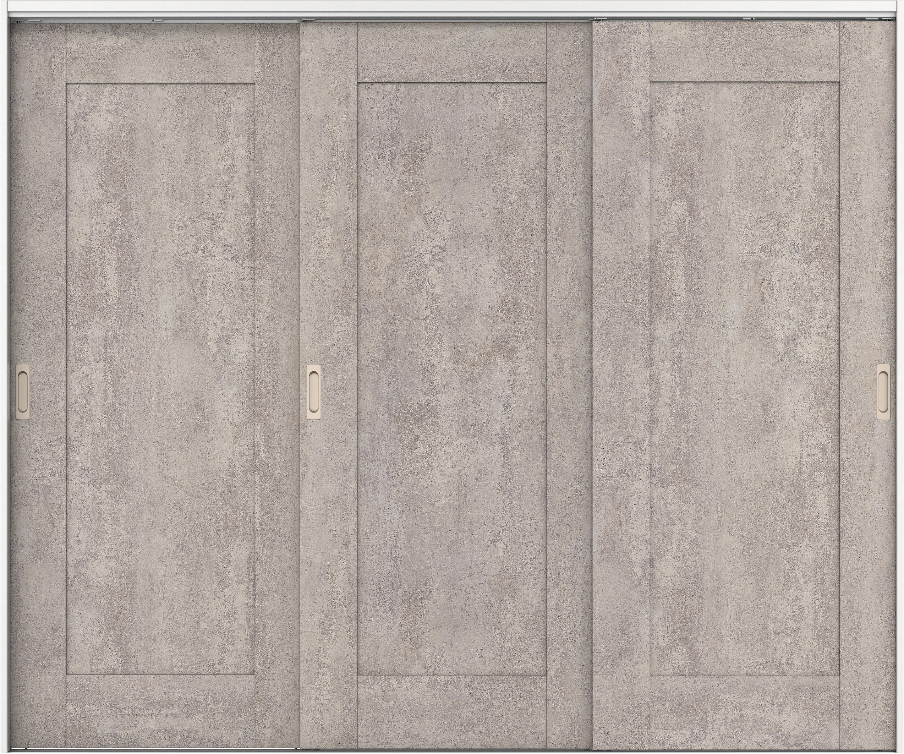 リビングドア　イエリア　吊戸・３枚引違　扉セット　３８デザイン　２４３７幅用　２０００高　〈コンクリートグレー柄〉　左右兼用　錠なし　ラクラクローズ付用