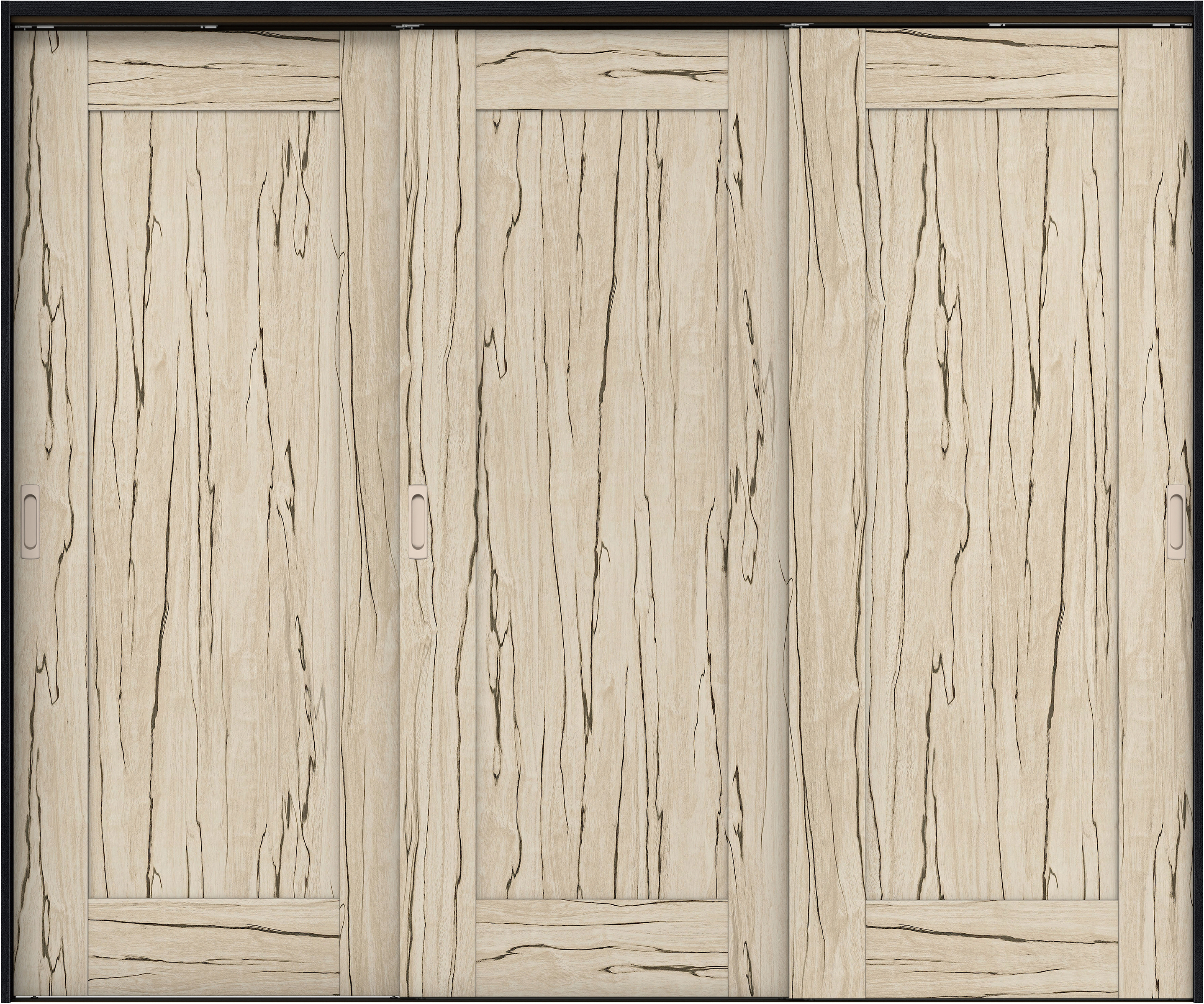 リビングドア　イエリア　吊戸・３枚引違　扉セット　３８デザイン　２４３７幅用　２０００高　〈スロウベージュ柄〉　左右兼用　錠なし　ラクラクローズ付用