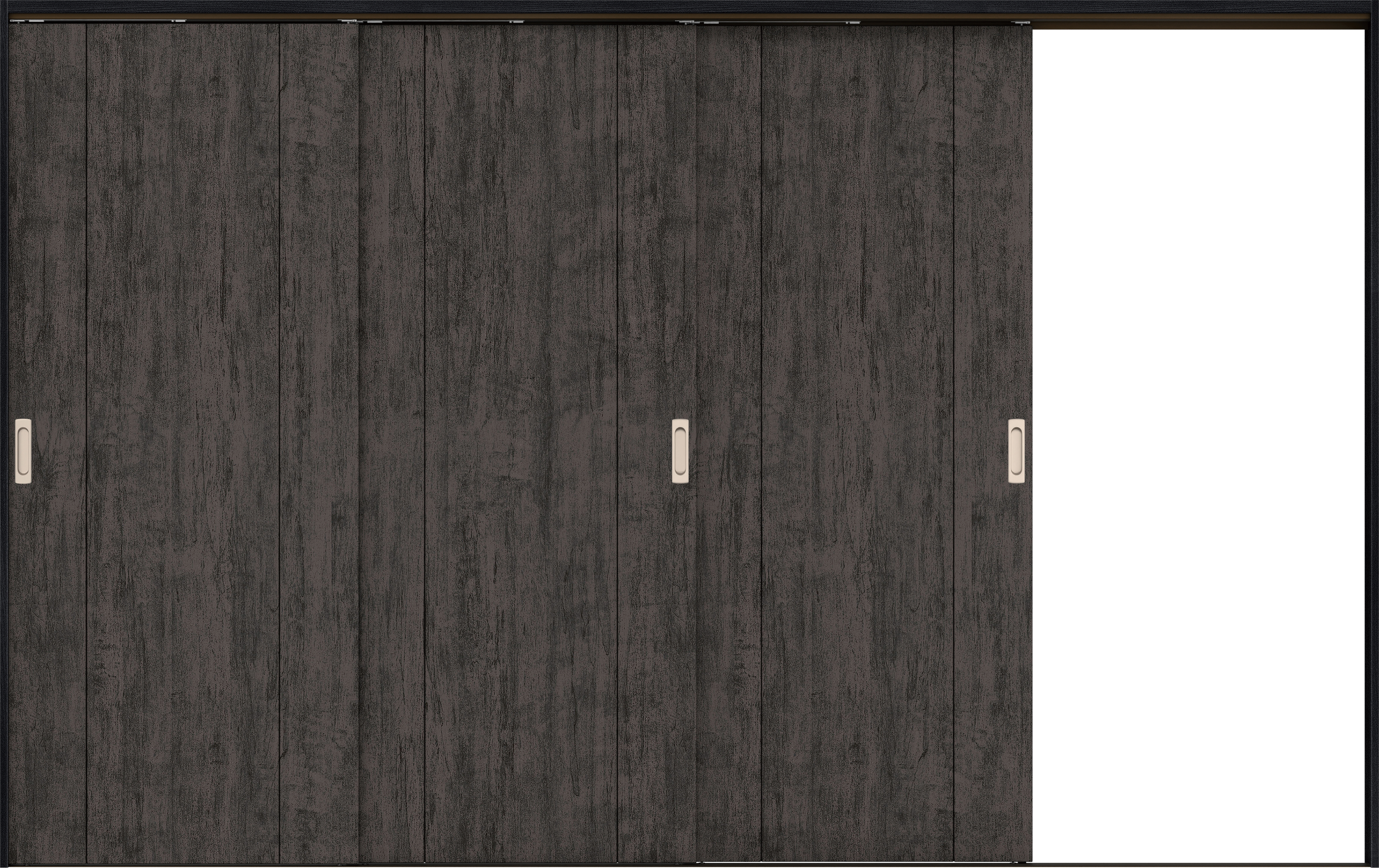 リビングドア　イエリア　吊戸・３枚片引　扉セット　１Ｐデザイン　３２２９幅用　２０００高　〈ドライブラック柄〉　右引用　錠なし　ラクラクローズ付用