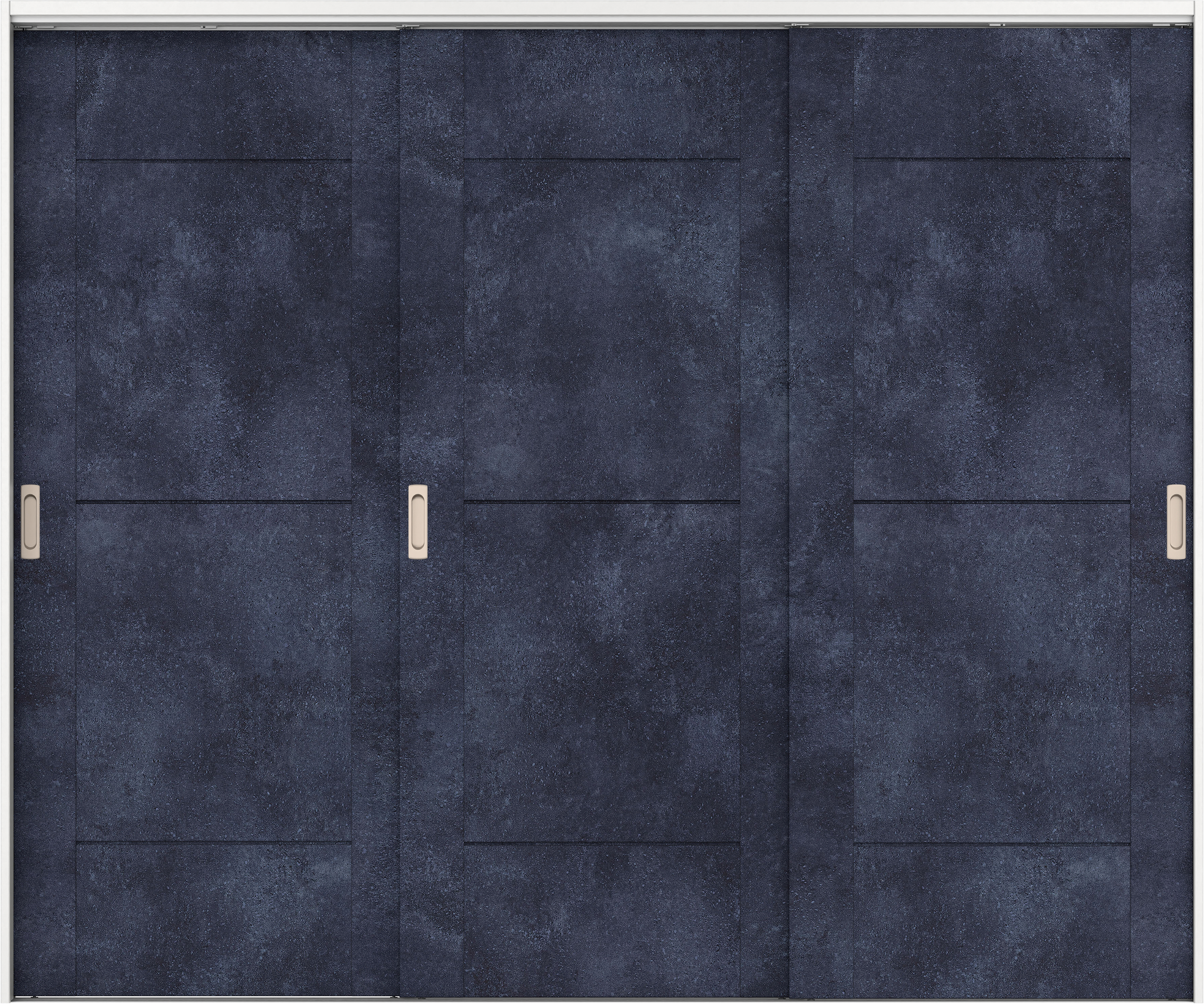 リビングドア　イエリア　吊戸・３枚引違　扉セット　Ｂ９デザイン　２４３７幅用　２０００高　〈コバルトブルー柄〉　左右兼用　錠なし　ラクラクローズ付用