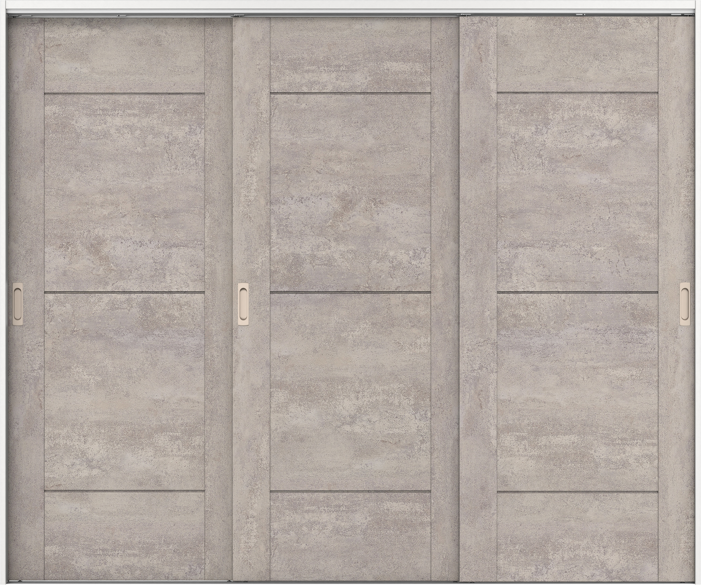 リビングドア　イエリア　吊戸・３枚引違　扉セット　Ｂ９デザイン　２４３７幅用　２０００高　〈コンクリートグレー柄〉　左右兼用　錠なし　ラクラクローズ付用