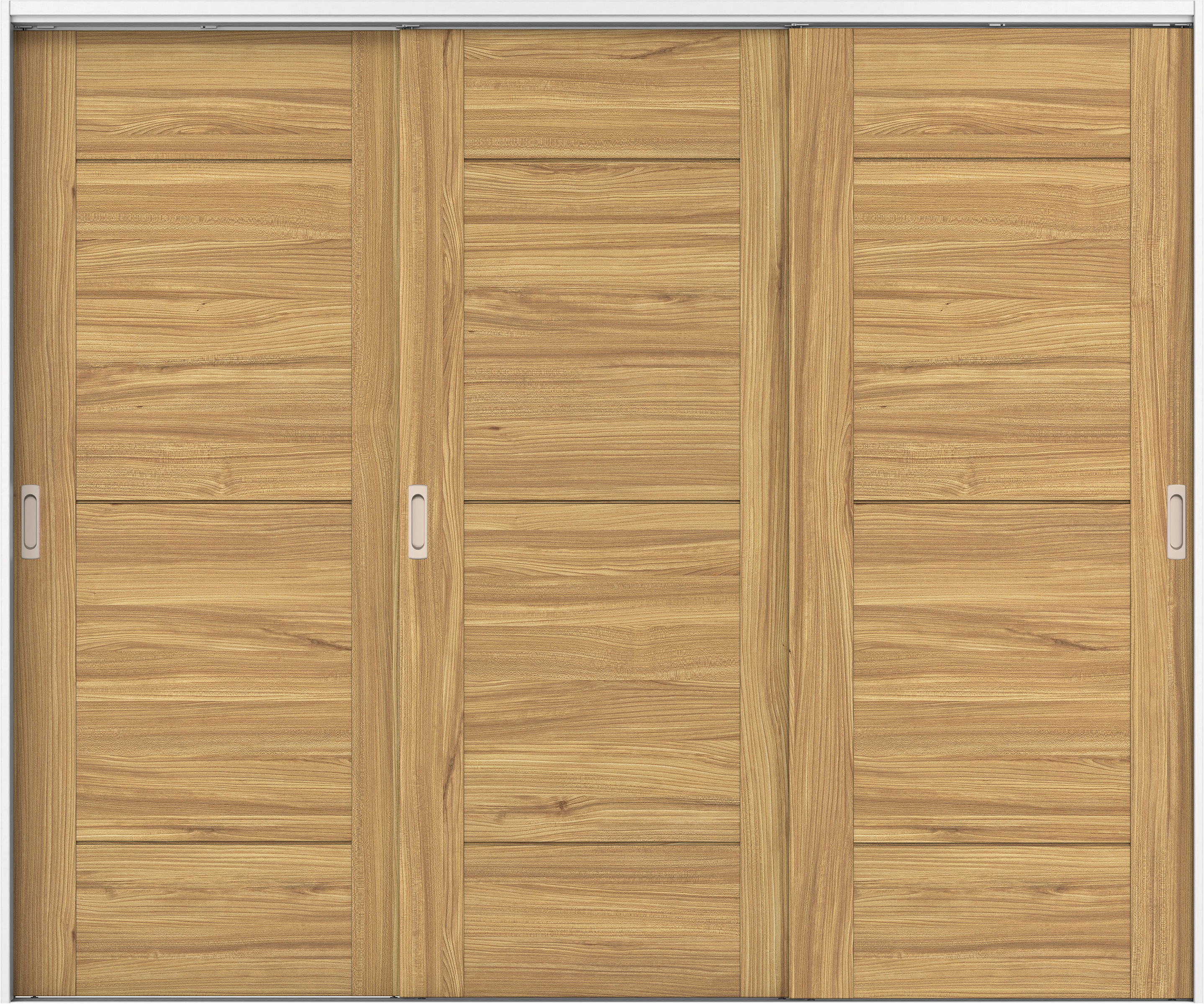 リビングドア　イエリア　吊戸・３枚引違　扉セット　Ｂ９デザイン　２４３７幅用　２０００高　〈シナモンブラウン柄〉　左右兼用　錠なし　ラクラクローズ付用