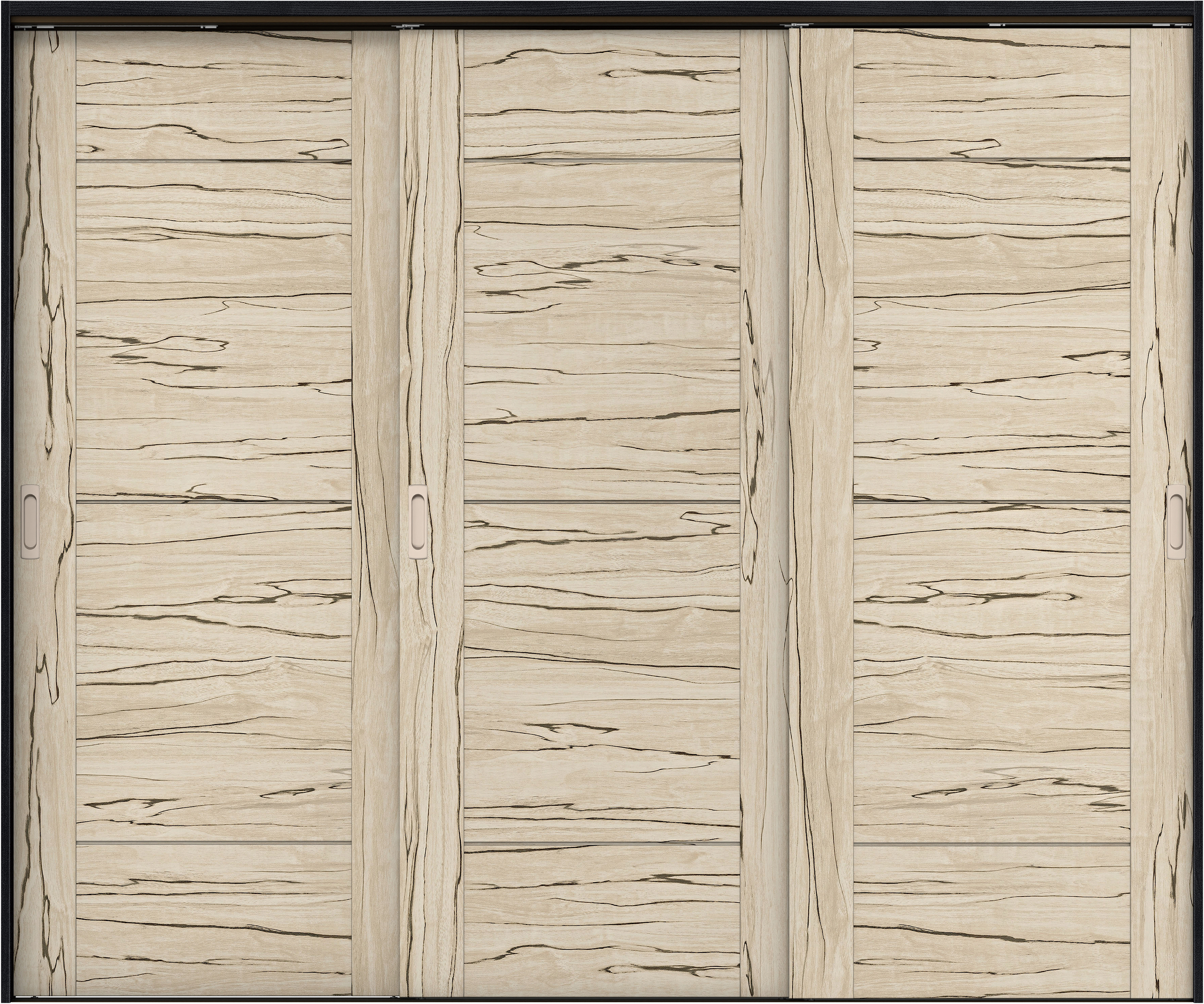 リビングドア　イエリア　吊戸・３枚引違　扉セット　Ｂ９デザイン　２４３７幅用　２０００高　〈スロウベージュ柄〉　左右兼用　錠なし　ラクラクローズ付用