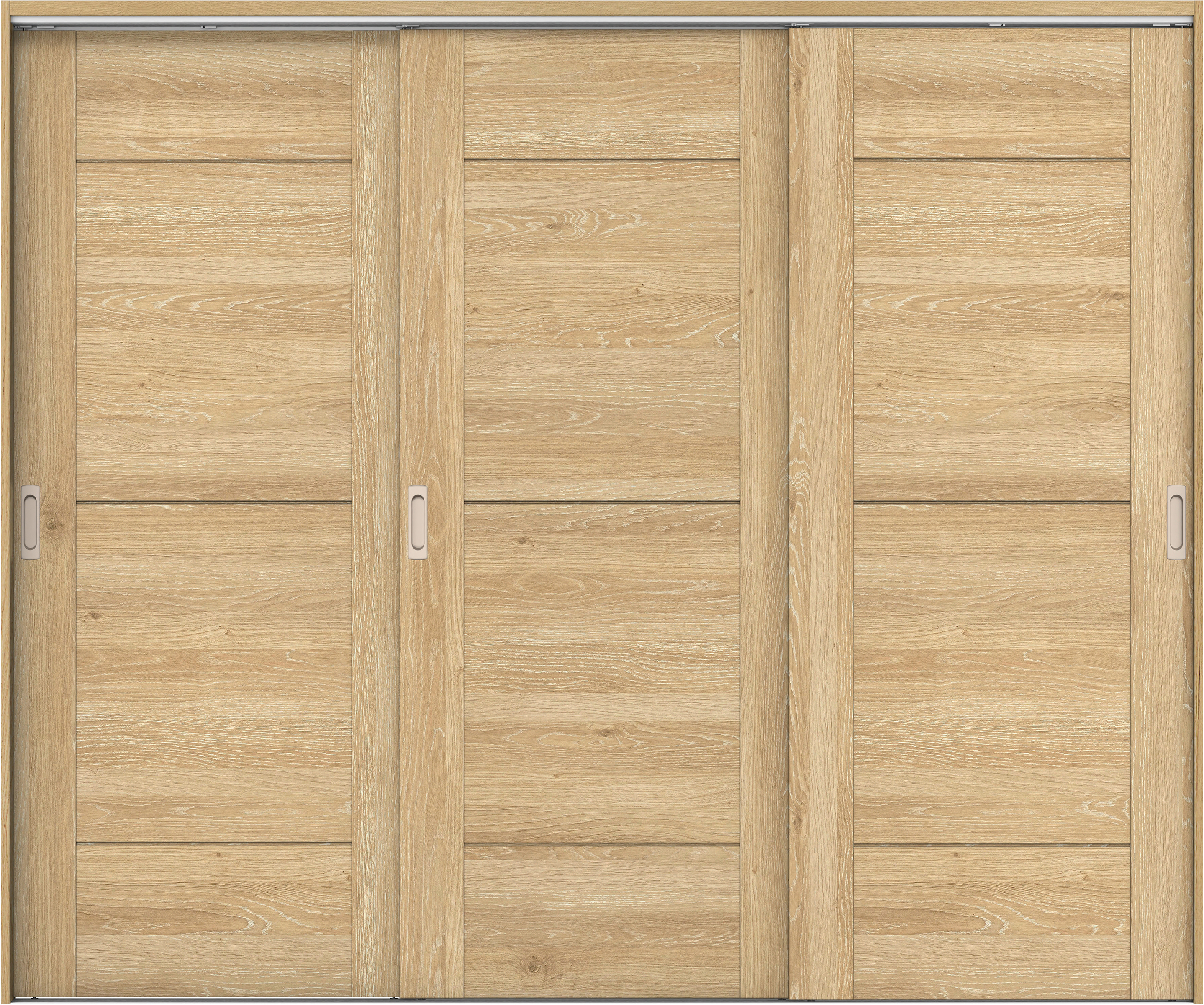 リビングドア　イエリア　吊戸・３枚引違　扉セット　Ｂ９デザイン　２４３７幅用　２０００高　〈ミルキーオーカー柄〉　左右兼用　錠なし　ラクラクローズ付用