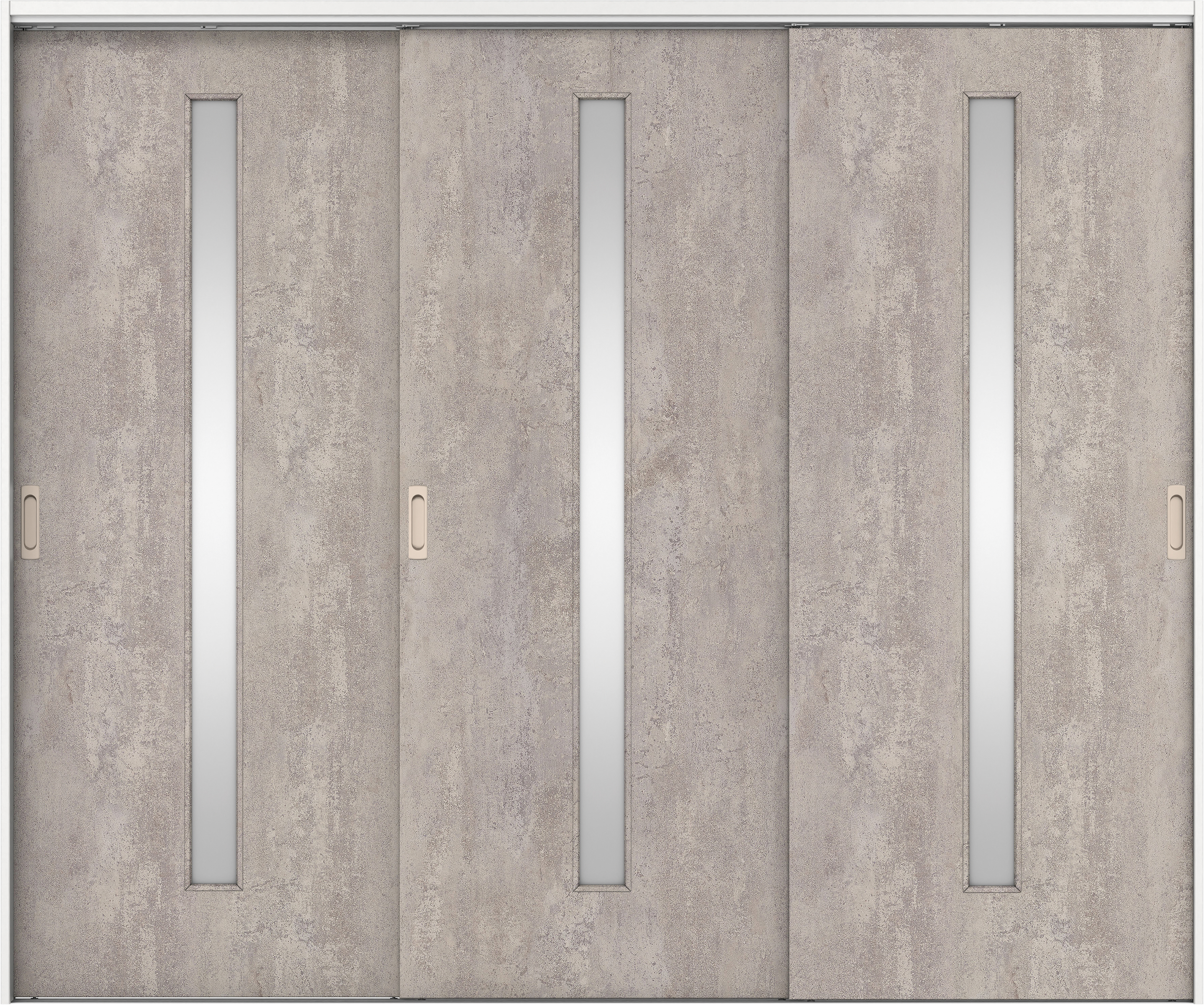 リビングドア　イエリア　吊戸・３枚引違　扉セット　Ｃ４デザイン　２４３７幅用　２０００高　〈コンクリートグレー柄〉　左右兼用　錠なし　ラクラクローズ付用