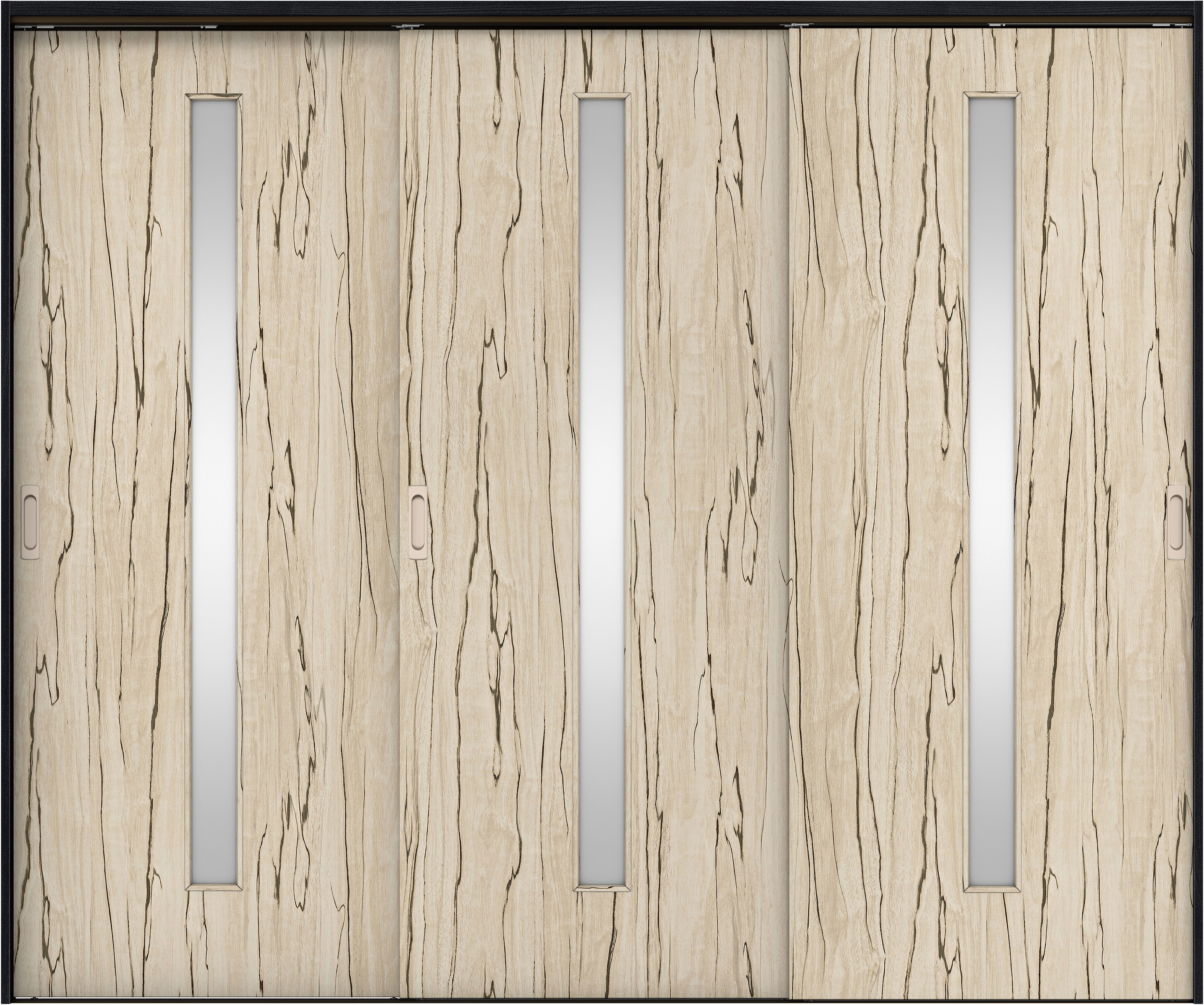 リビングドア　イエリア　吊戸・３枚引違　扉セット　Ｃ４デザイン　２４３７幅用　２０００高　〈スロウベージュ柄〉　左右兼用　錠なし　ラクラクローズ付用