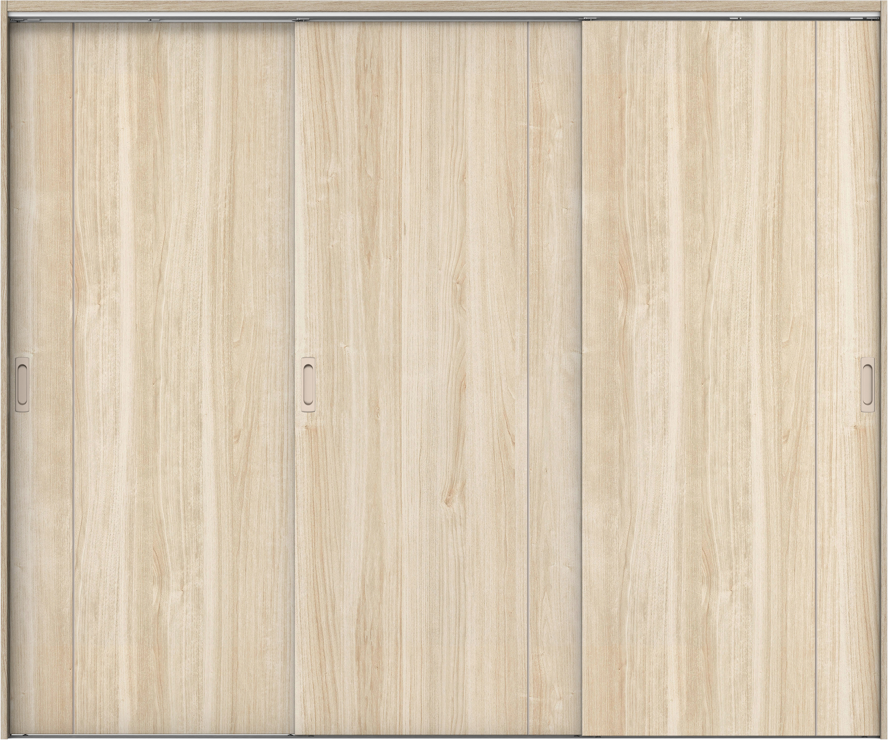 リビングドア　イエリア　吊戸・３枚引違　扉セット　Ｄ３デザイン　２４３７幅用　２０００高　〈コットンベージュ柄〉　左右兼用　錠なし　ラクラクローズ付用