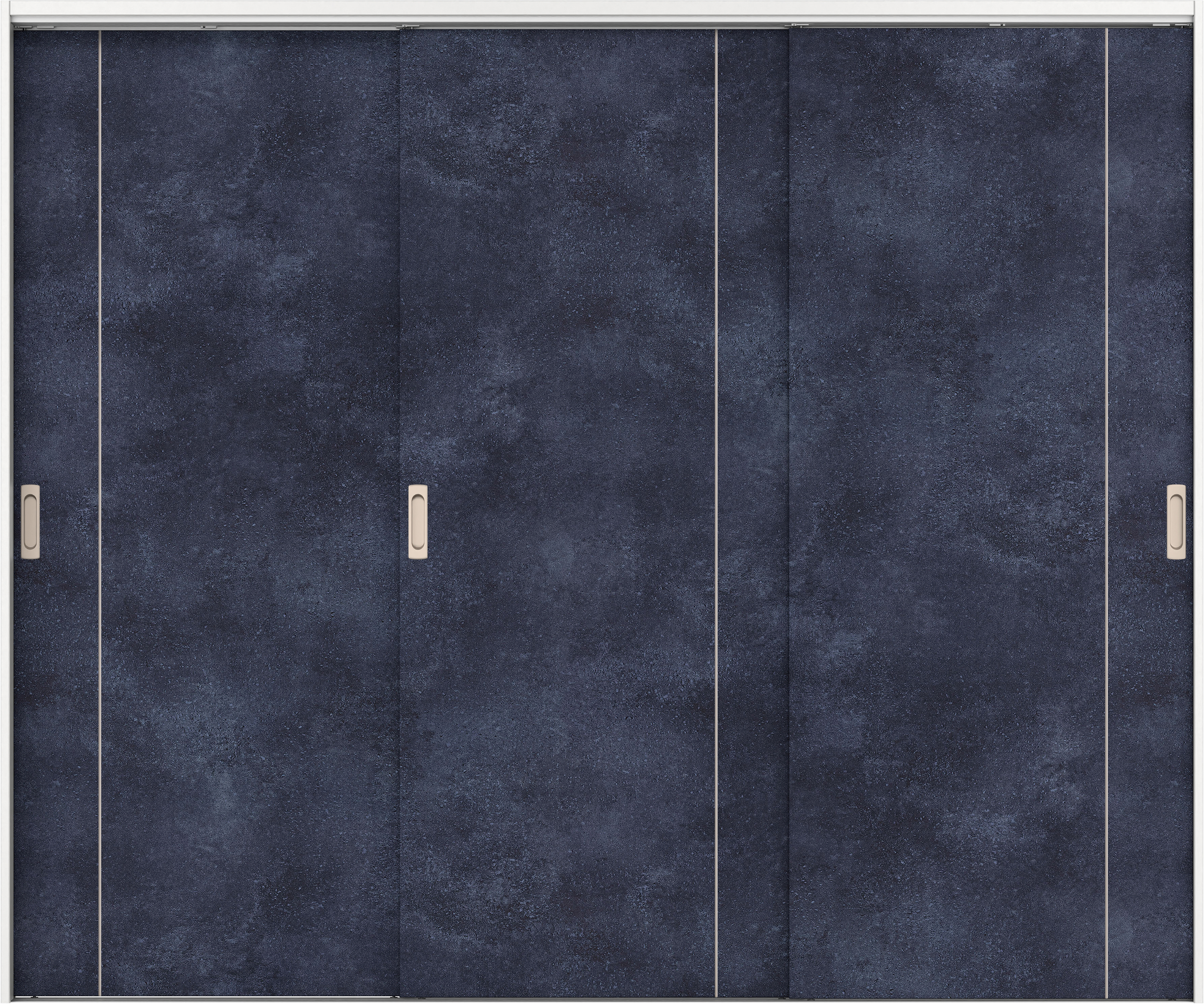 リビングドア　イエリア　吊戸・３枚引違　扉セット　Ｄ３デザイン　２４３７幅用　２０００高　〈コバルトブルー柄〉　左右兼用　錠なし　ラクラクローズ付用