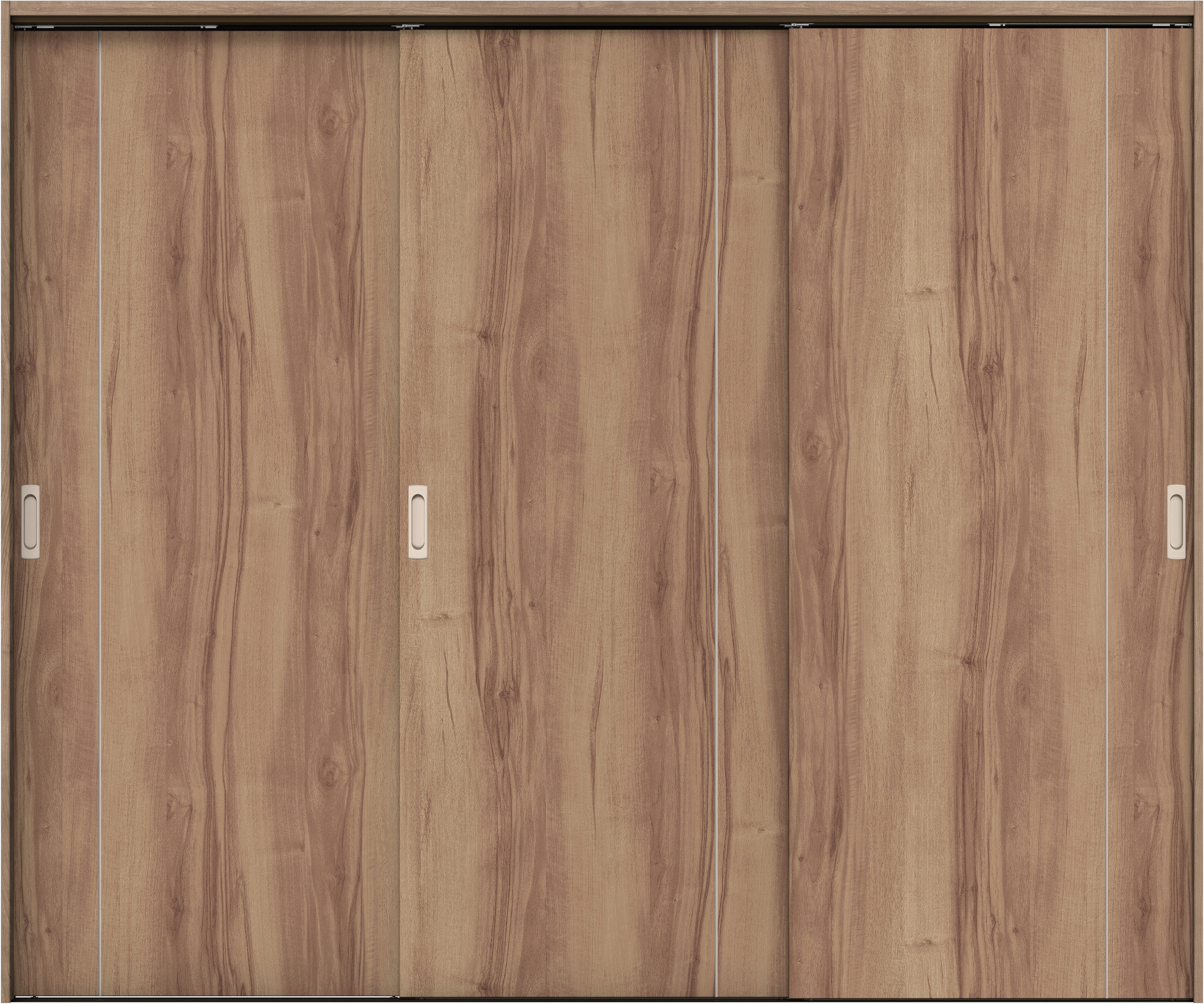 リビングドア　イエリア　吊戸・３枚引違　扉セット　Ｄ３デザイン　２４３７幅用　２０００高　〈バームブラウン柄〉　左右兼用　錠なし　ラクラクローズ付用