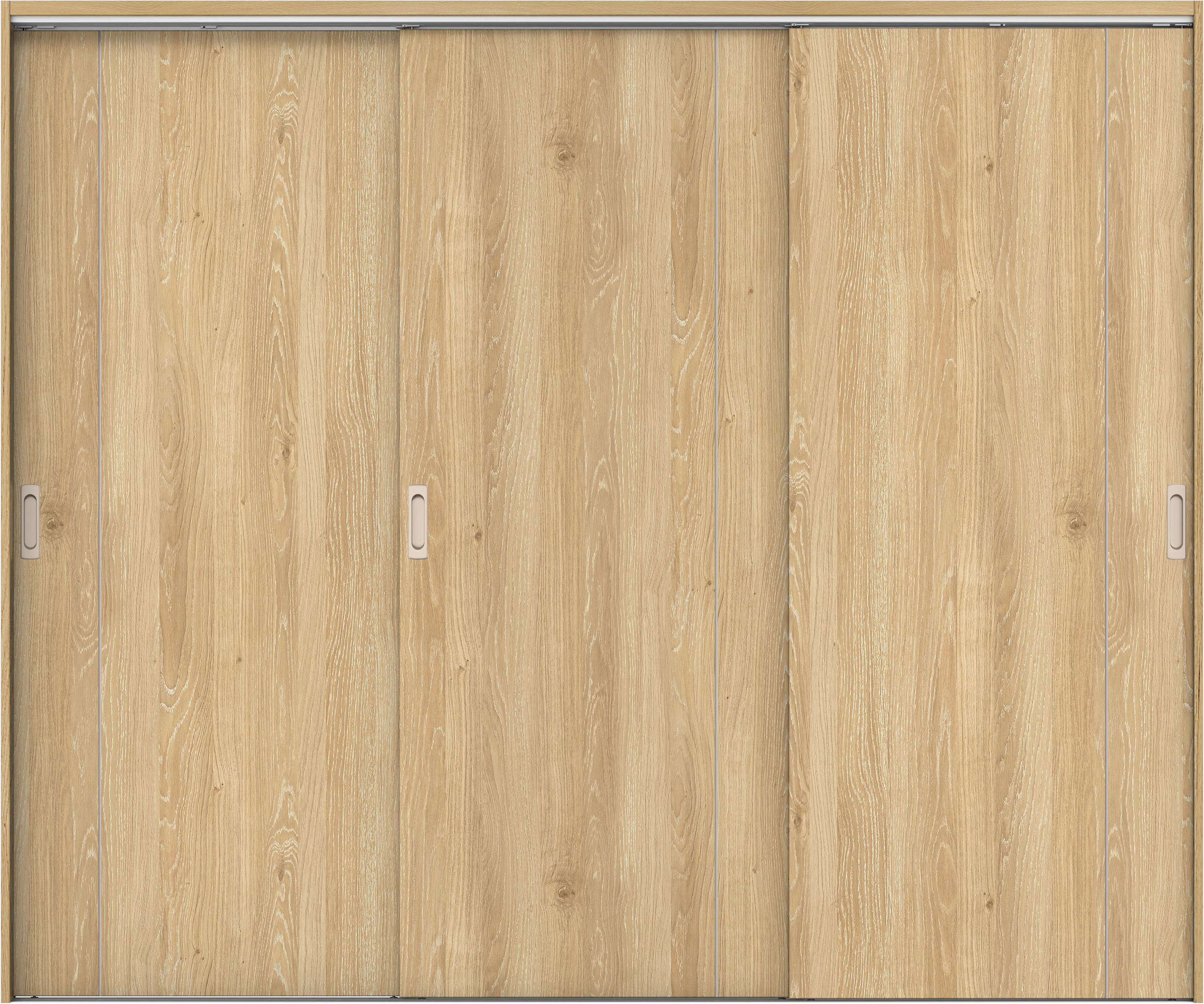 リビングドア　イエリア　吊戸・３枚引違　扉セット　Ｄ３デザイン　２４３７幅用　２０００高　〈ミルキーオーカー柄〉　左右兼用　錠なし　ラクラクローズ付用