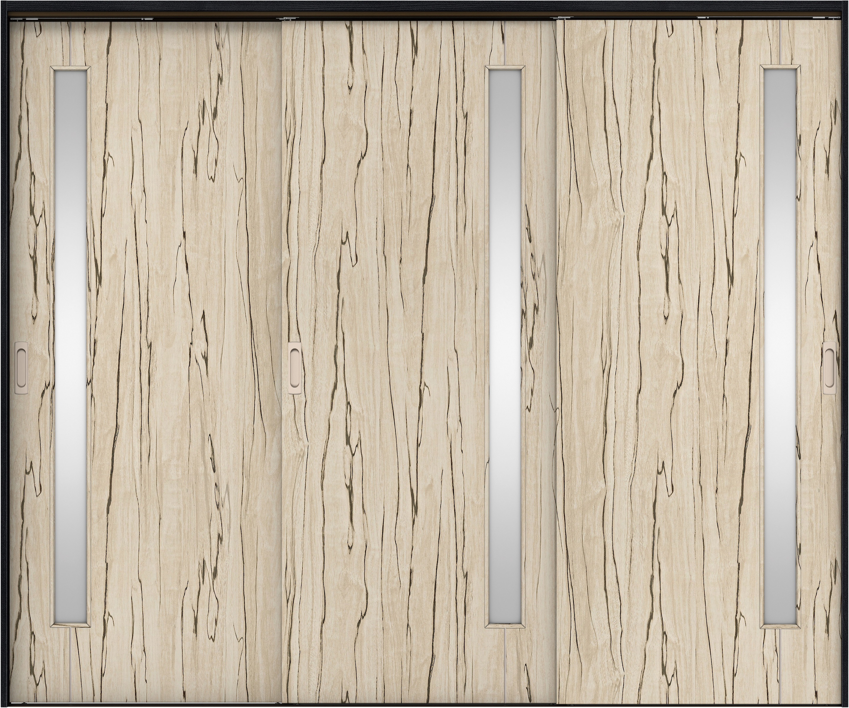 リビングドア　イエリア　吊戸・３枚引違　扉セット　Ｄ４デザイン　２４３７幅用　２０００高　〈スロウベージュ柄〉　左右兼用　錠なし　ラクラクローズ付用