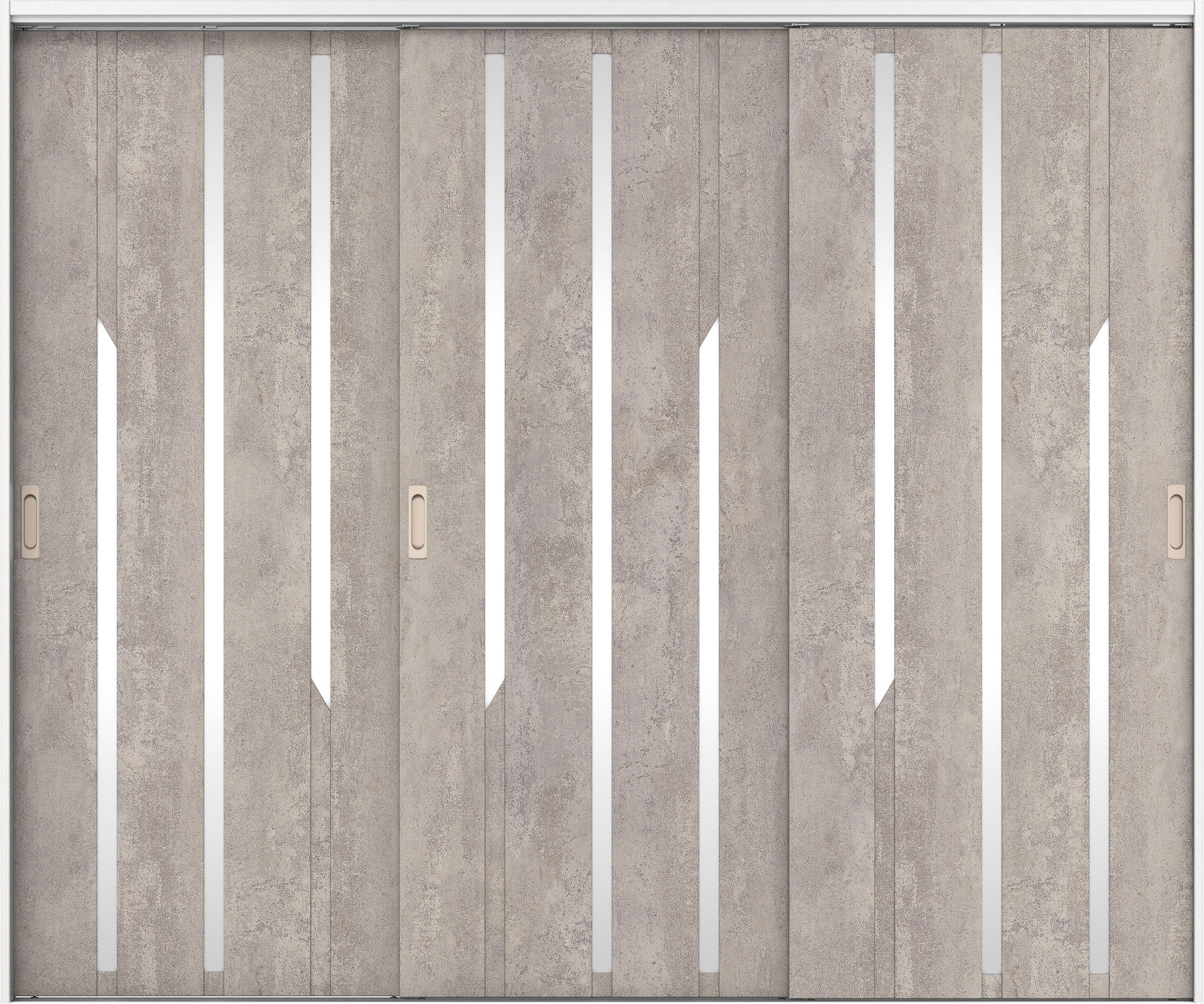 リビングドア　イエリア　吊戸・３枚引違　扉セット　Ｅ３デザイン　２４３７幅用　２０００高　〈コンクリートグレー柄〉　左右兼用　錠なし　ラクラクローズ付用