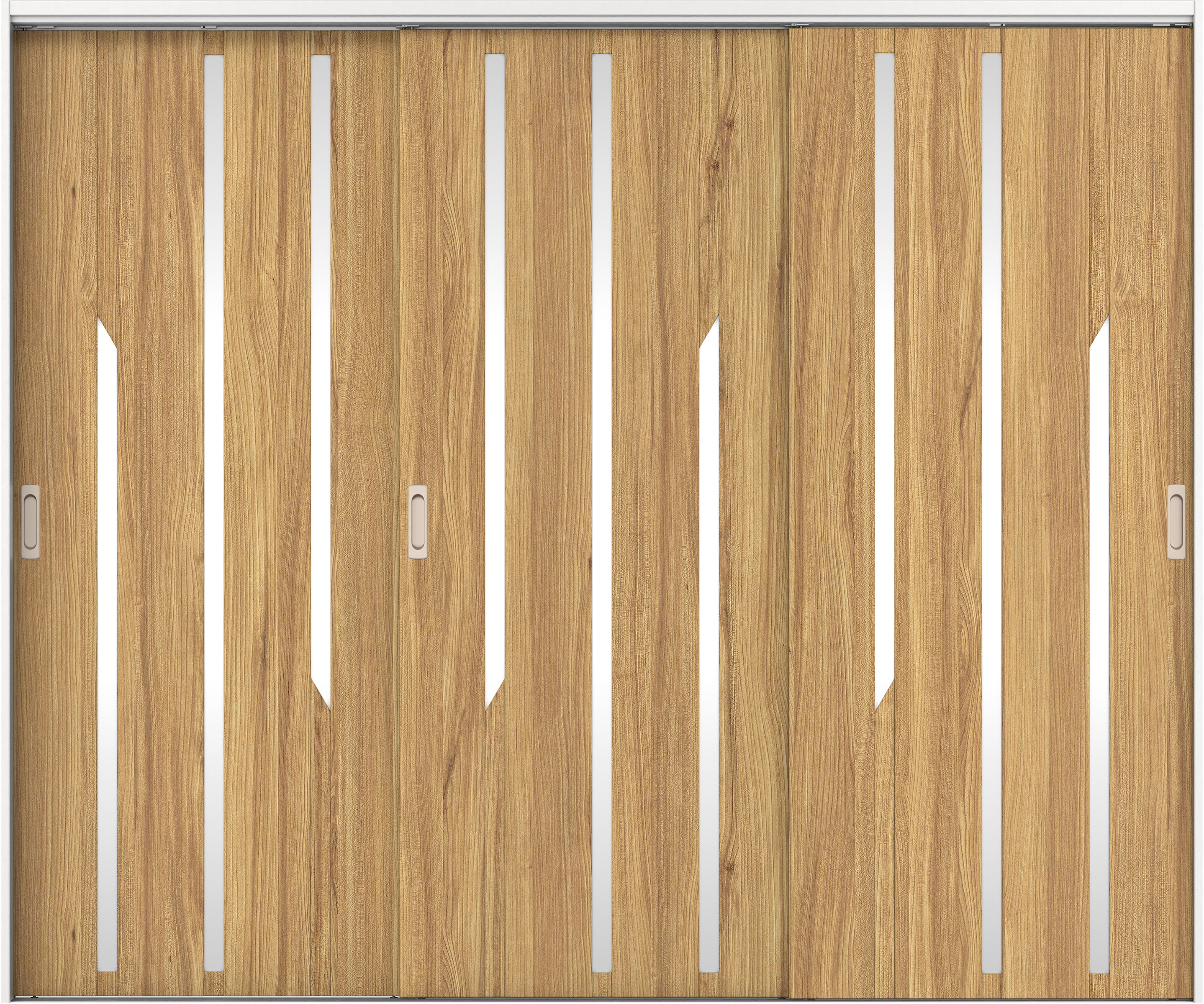 リビングドア　イエリア　吊戸・３枚引違　扉セット　Ｅ３デザイン　２４３７幅用　２０００高　〈シナモンブラウン柄〉　左右兼用　錠なし　ラクラクローズ付用