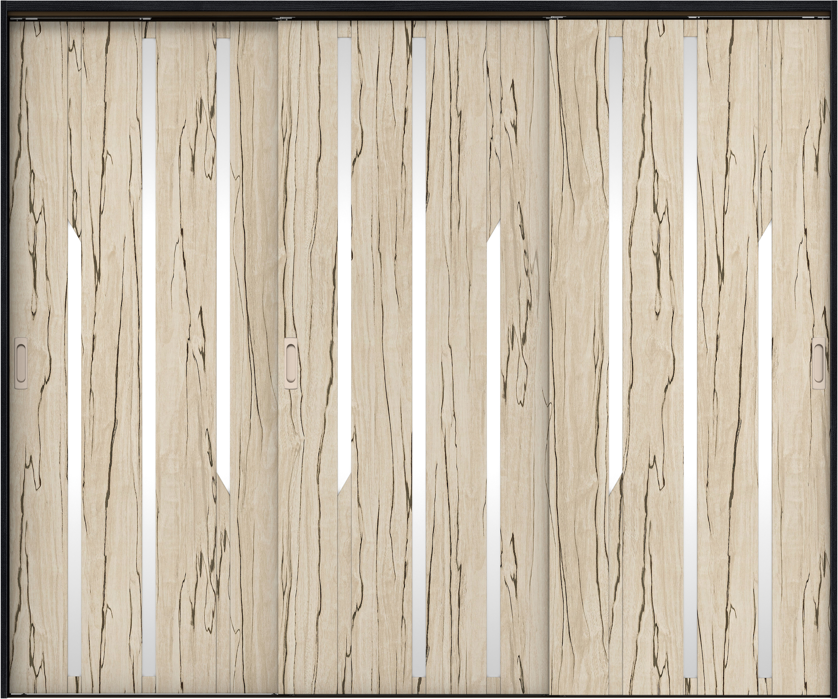 リビングドア　イエリア　吊戸・３枚引違　扉セット　Ｅ３デザイン　２４３７幅用　２０００高　〈スロウベージュ柄〉　左右兼用　錠なし　ラクラクローズ付用