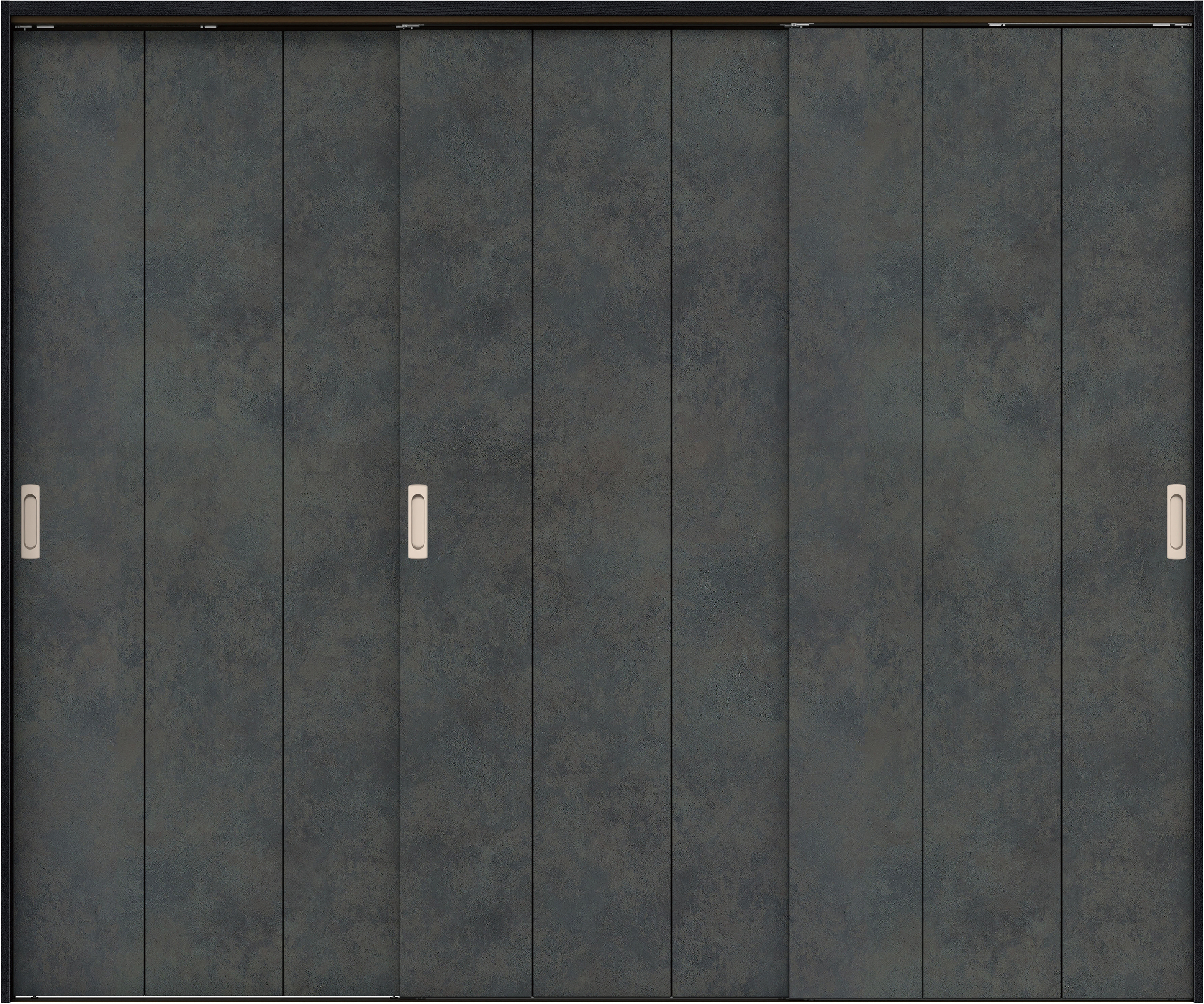 リビングドア　イエリア　吊戸・３枚引違　扉セット　Ｇ１デザイン　２４３７幅用　２０００高　〈アイアンブラック柄〉　左右兼用　錠なし　ラクラクローズ付用