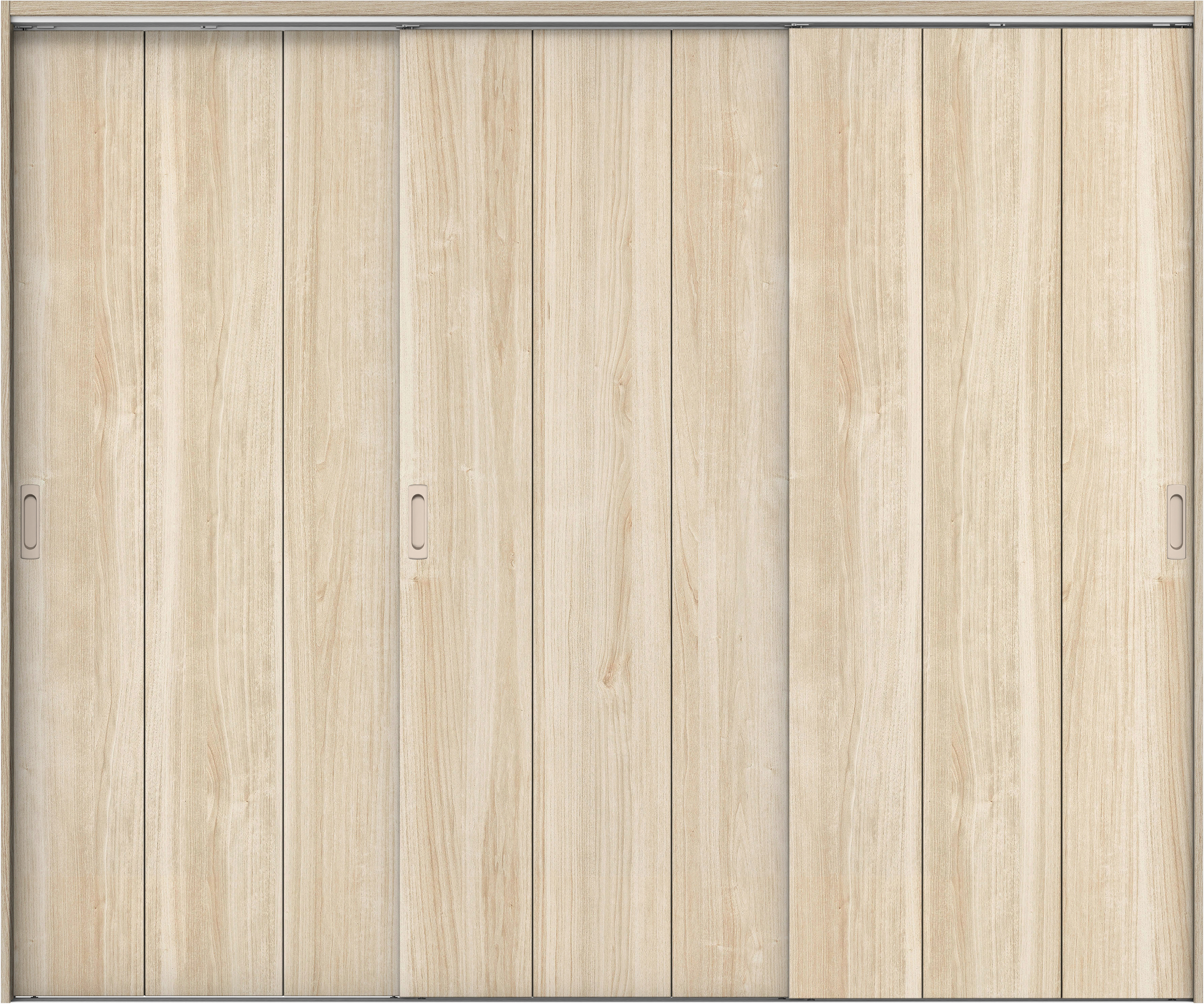 リビングドア　イエリア　吊戸・３枚引違　扉セット　Ｇ１デザイン　２４３７幅用　２０００高　〈コットンベージュ柄〉　左右兼用　錠なし　ラクラクローズ付用