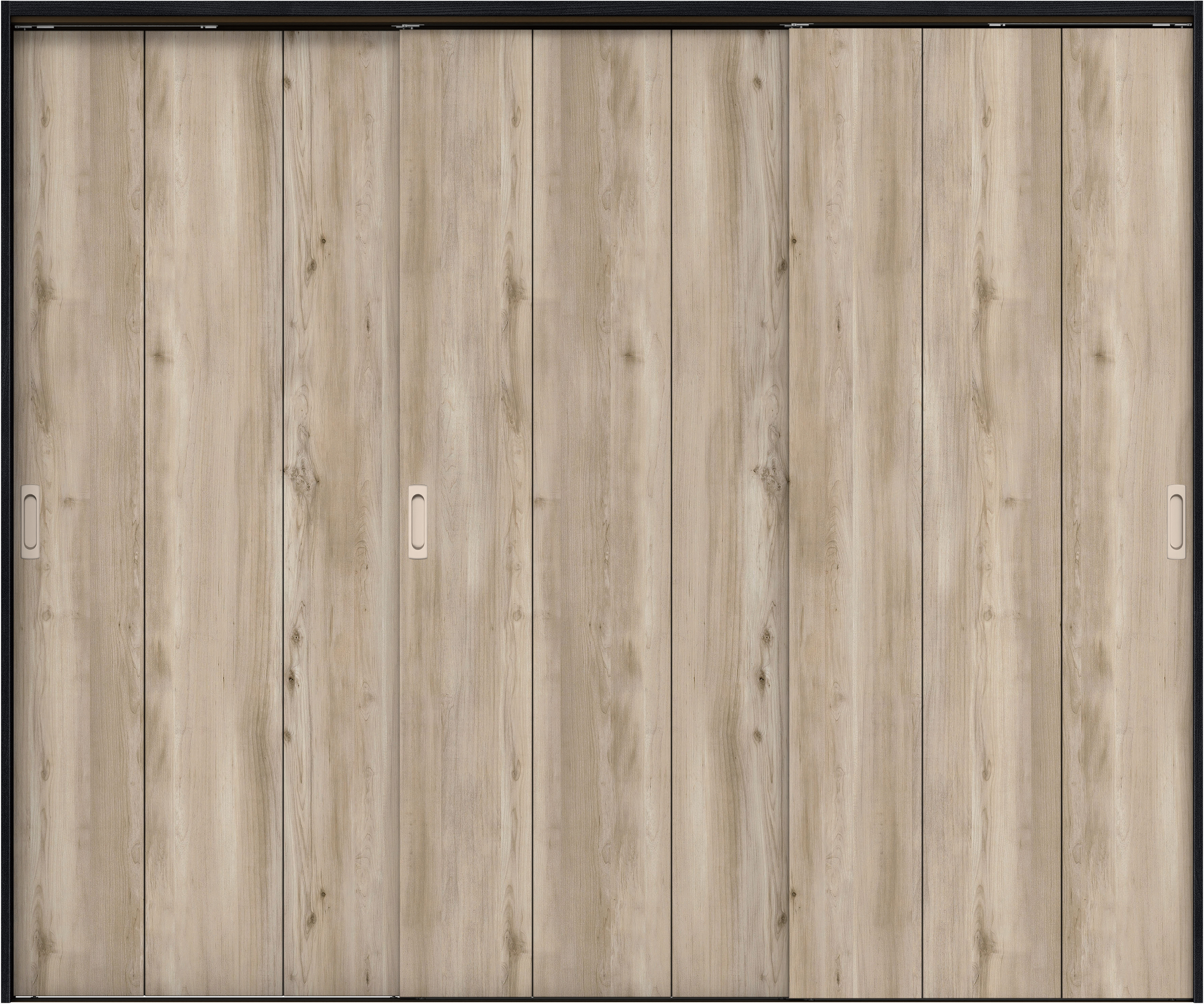 リビングドア　イエリア　吊戸・３枚引違　扉セット　Ｇ１デザイン　２４３７幅用　２０００高　〈スモークグレー柄〉　左右兼用　錠なし　ラクラクローズ付用