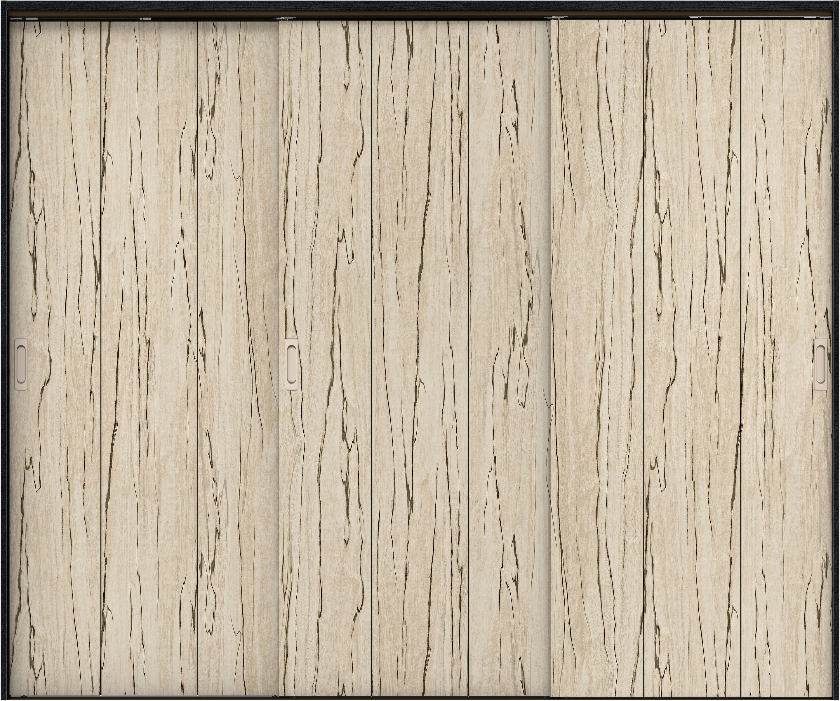 リビングドア　イエリア　吊戸・３枚引違　扉セット　Ｇ１デザイン　２４３７幅用　２０００高　〈スロウベージュ柄〉　左右兼用　錠なし　ラクラクローズ付用