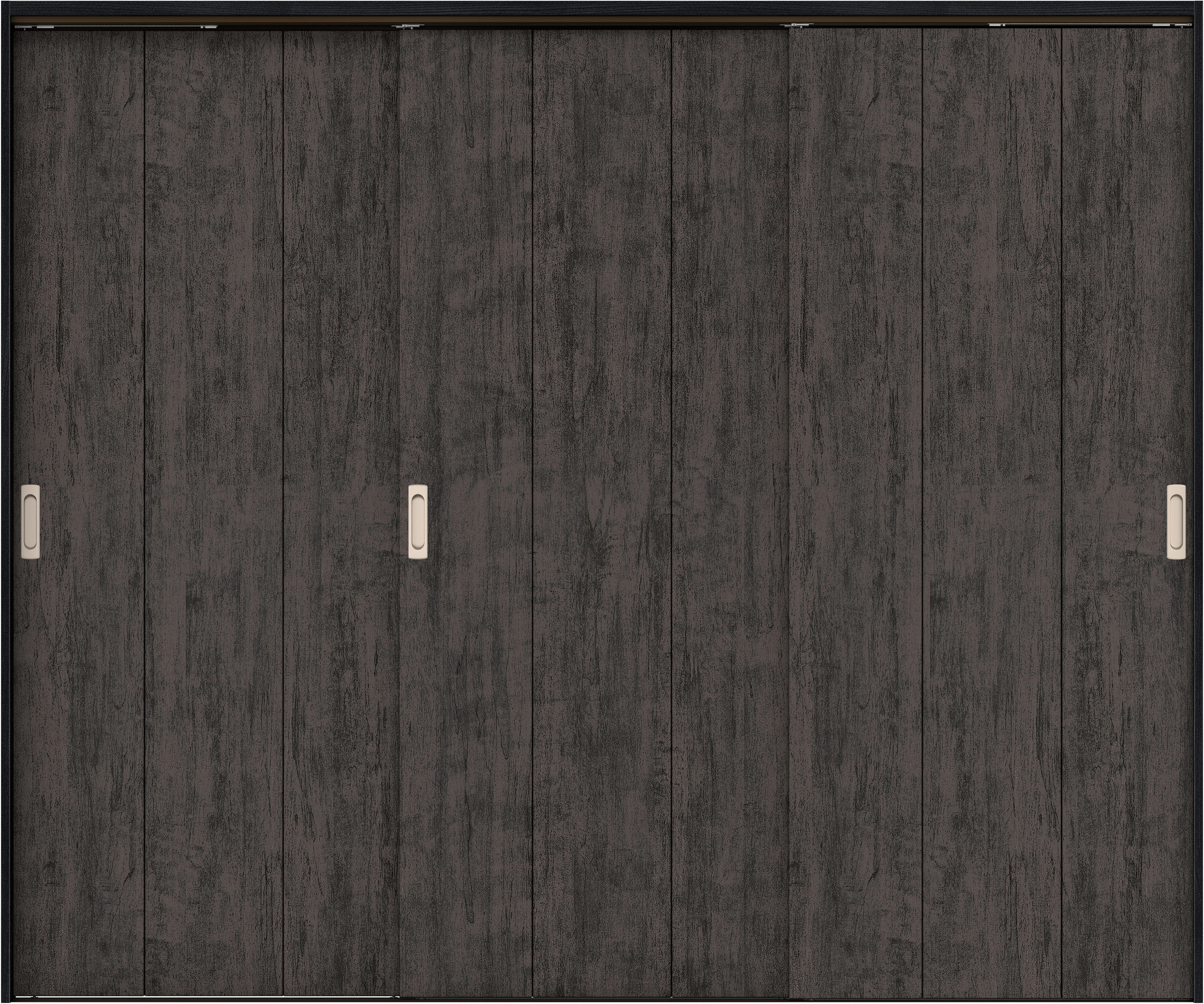 リビングドア　イエリア　吊戸・３枚引違　扉セット　Ｇ１デザイン　２４３７幅用　２０００高　〈ドライブラック柄〉　左右兼用　錠なし　ラクラクローズ付用