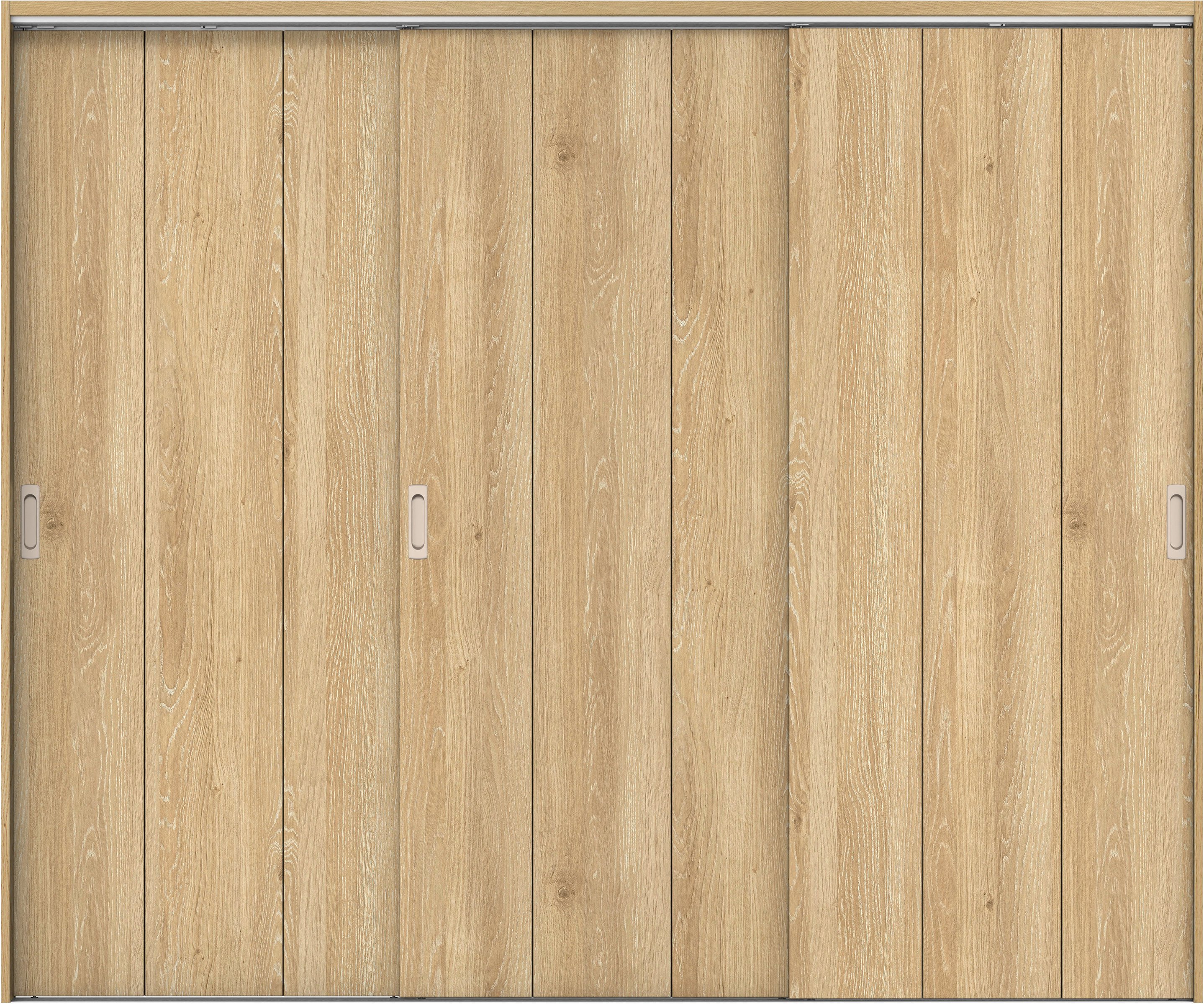 リビングドア　イエリア　吊戸・３枚引違　扉セット　Ｇ１デザイン　２４３７幅用　２０００高　〈ミルキーオーカー柄〉　左右兼用　錠なし　ラクラクローズ付用