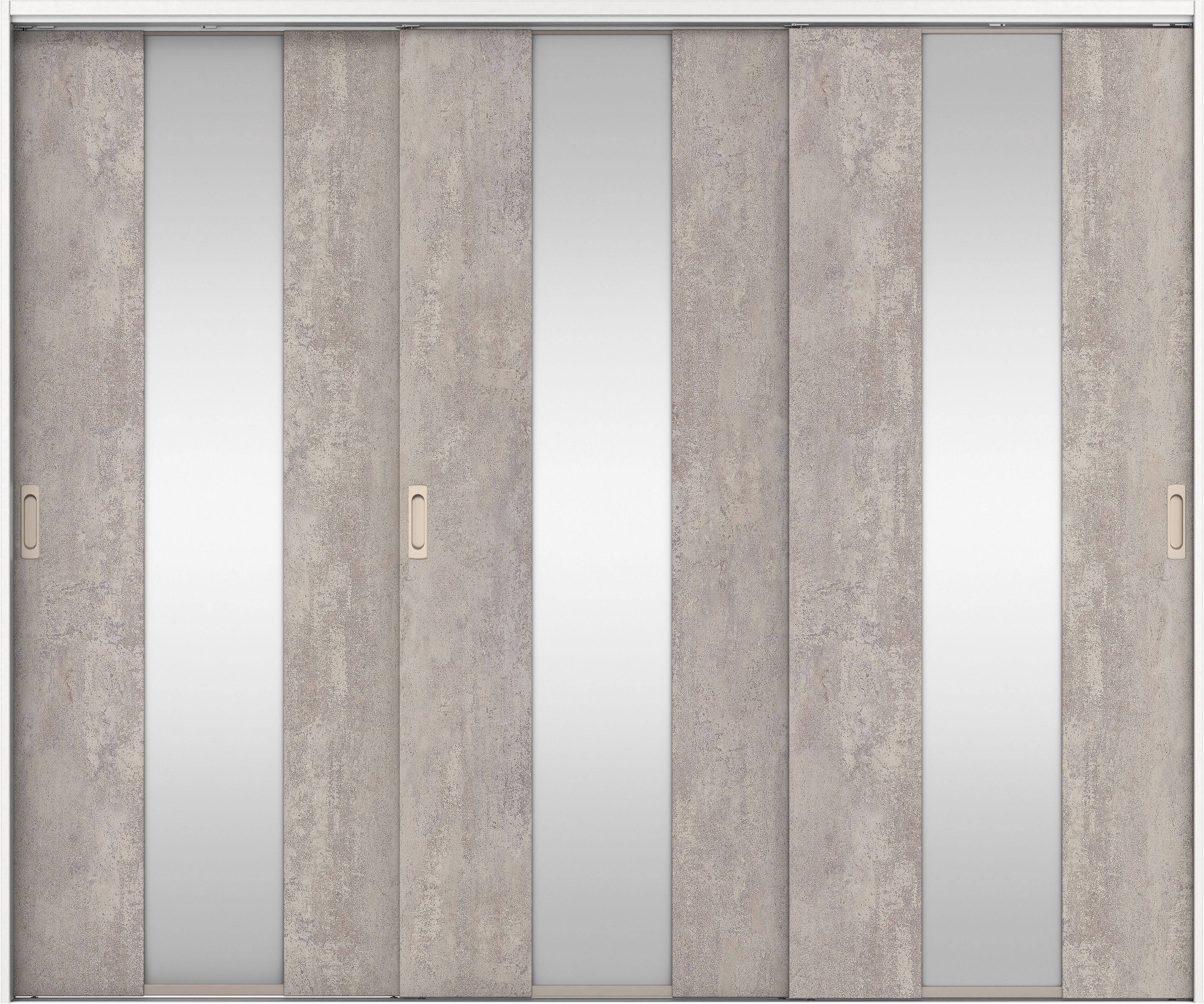 リビングドア　イエリア　吊戸・３枚引違　扉セット　Ｇ５デザイン　２４３７幅用　２０００高　〈コンクリートグレー柄〉　左右兼用　錠なし　ラクラクローズ付用