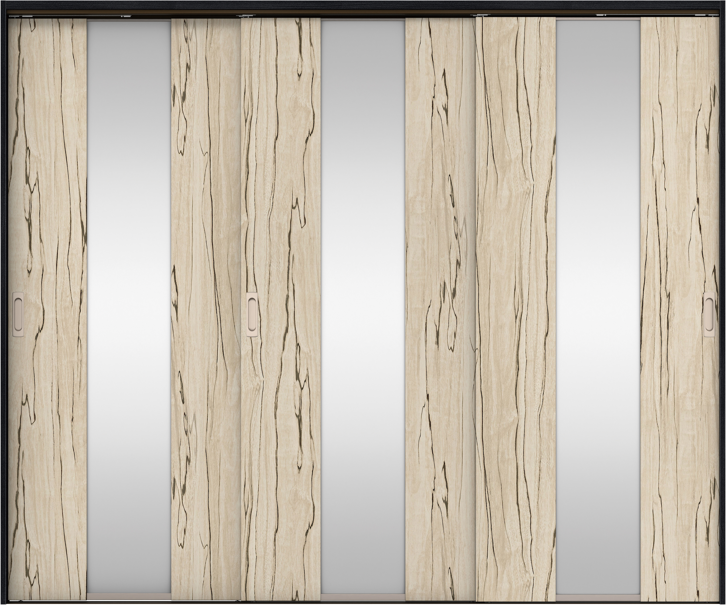 リビングドア　イエリア　吊戸・３枚引違　扉セット　Ｇ５デザイン　２４３７幅用　２０００高　〈スロウベージュ柄〉　左右兼用　錠なし　ラクラクローズ付用