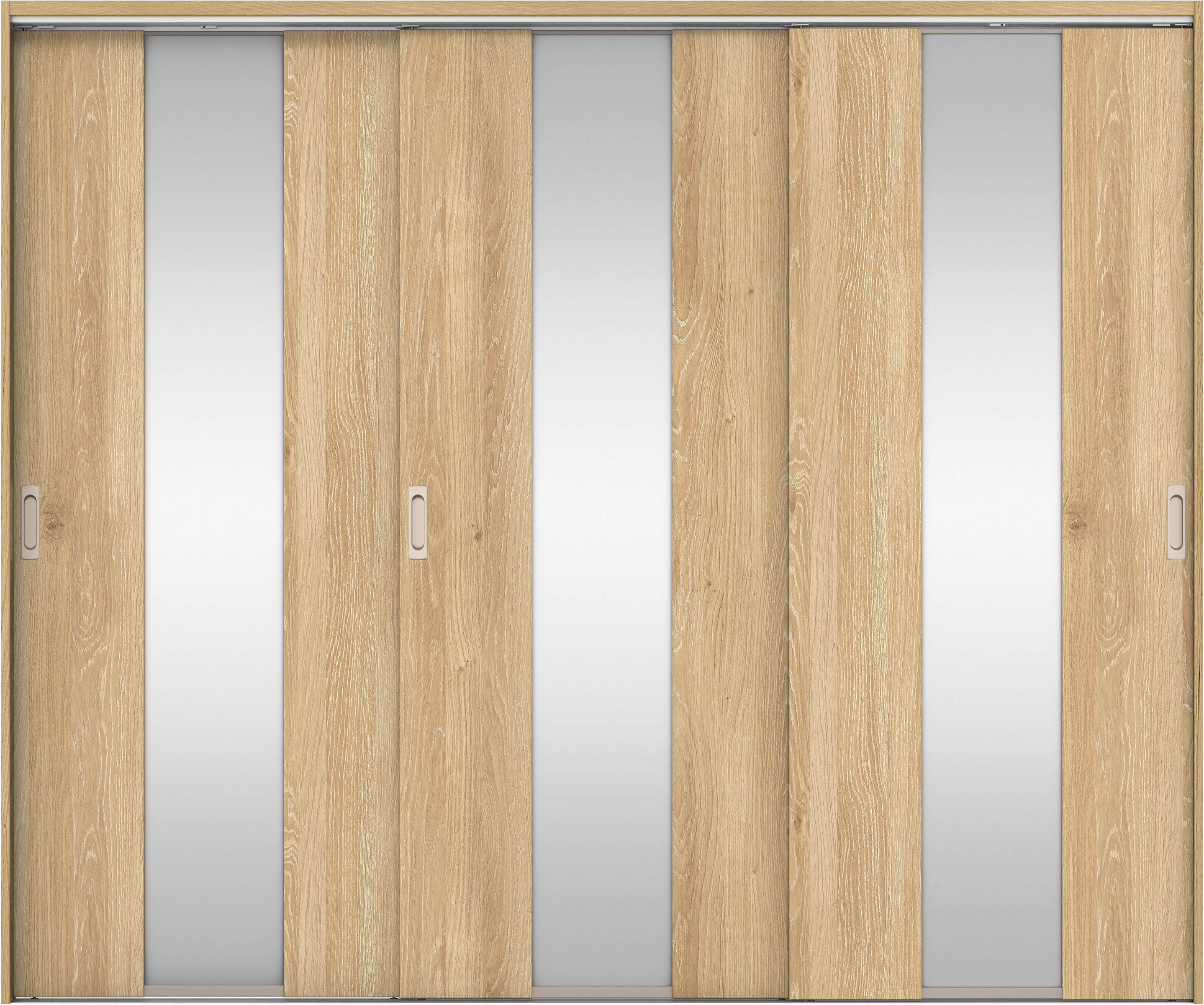 リビングドア　イエリア　吊戸・３枚引違　扉セット　Ｇ５デザイン　２４３７幅用　２０００高　〈ミルキーオーカー柄〉　左右兼用　錠なし　ラクラクローズ付用