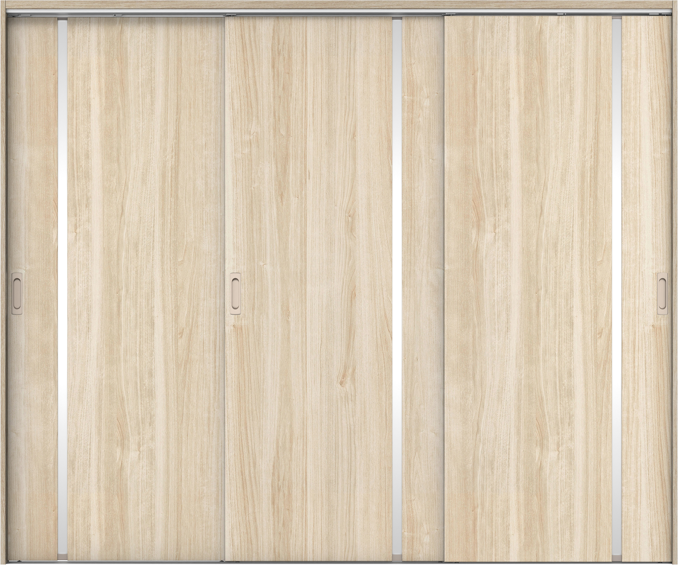 リビングドア　イエリア　吊戸・３枚引違　扉セット　Ｌ９デザイン　２４３７幅用　２０００高　〈コットンベージュ柄〉　左右兼用　錠なし　ラクラクローズ付用