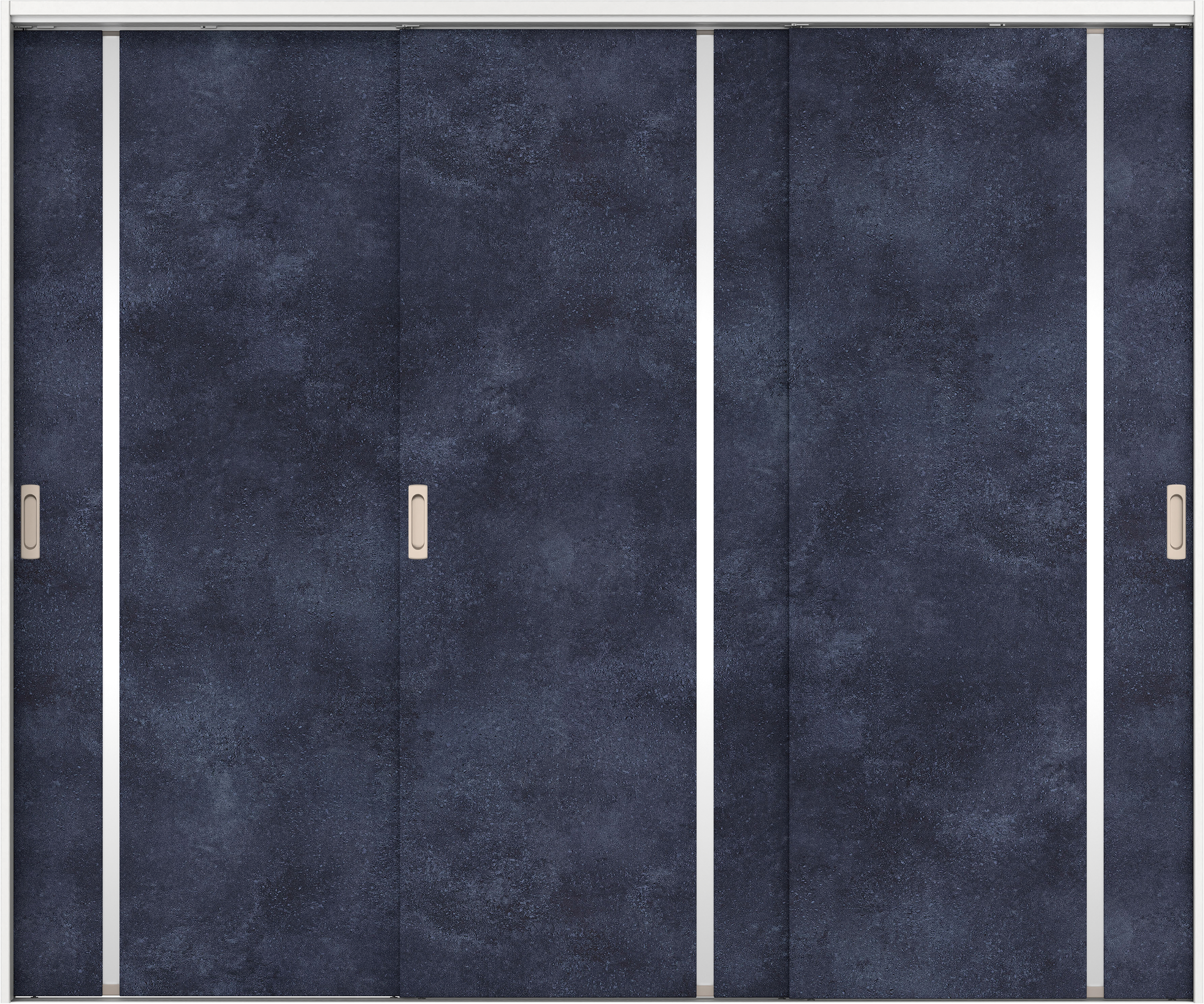 リビングドア　イエリア　吊戸・３枚引違　扉セット　Ｌ９デザイン　２４３７幅用　２０００高　〈コバルトブルー柄〉　左右兼用　錠なし　ラクラクローズ付用