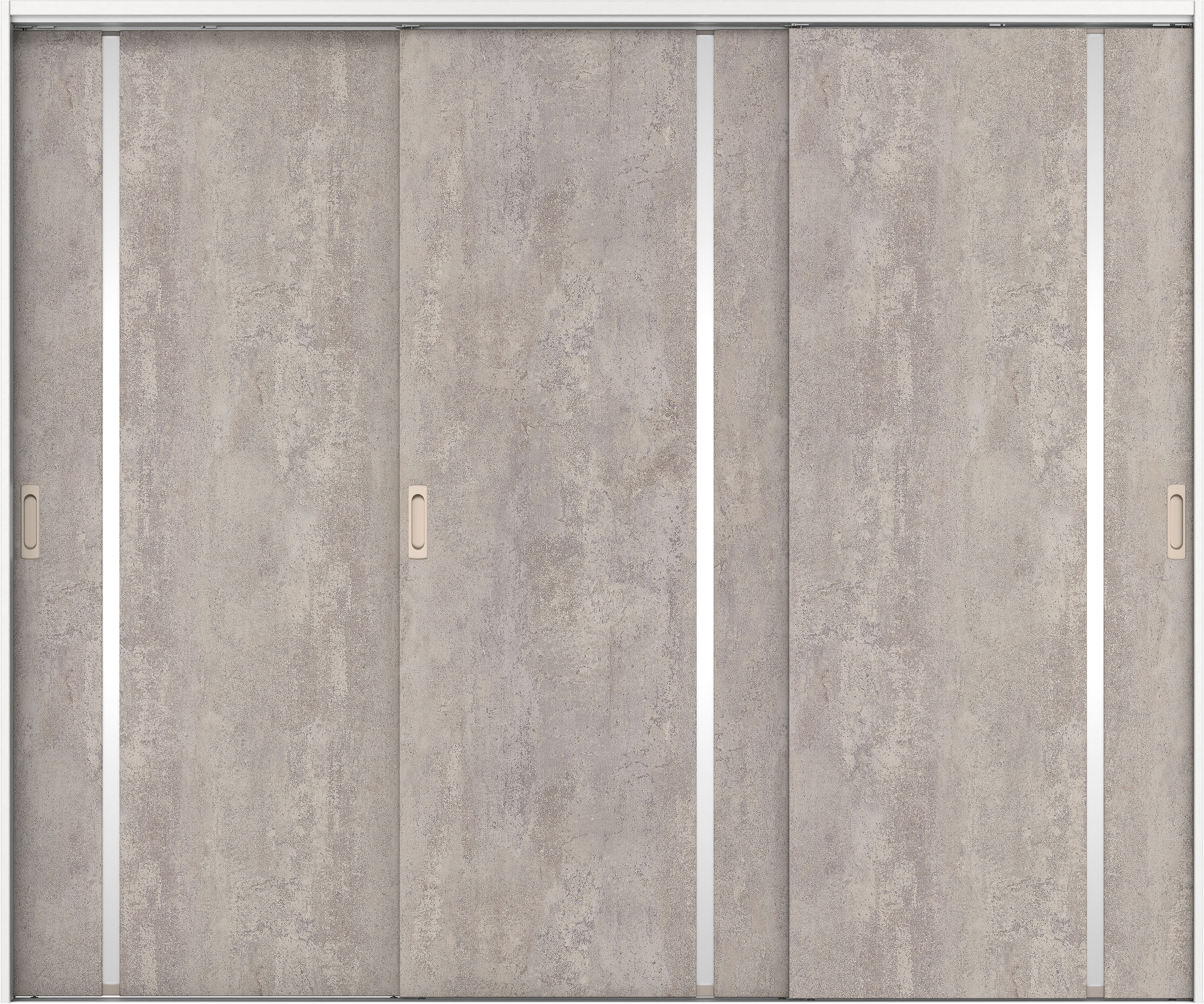 リビングドア　イエリア　吊戸・３枚引違　扉セット　Ｌ９デザイン　２４３７幅用　２０００高　〈コンクリートグレー柄〉　左右兼用　錠なし　ラクラクローズ付用