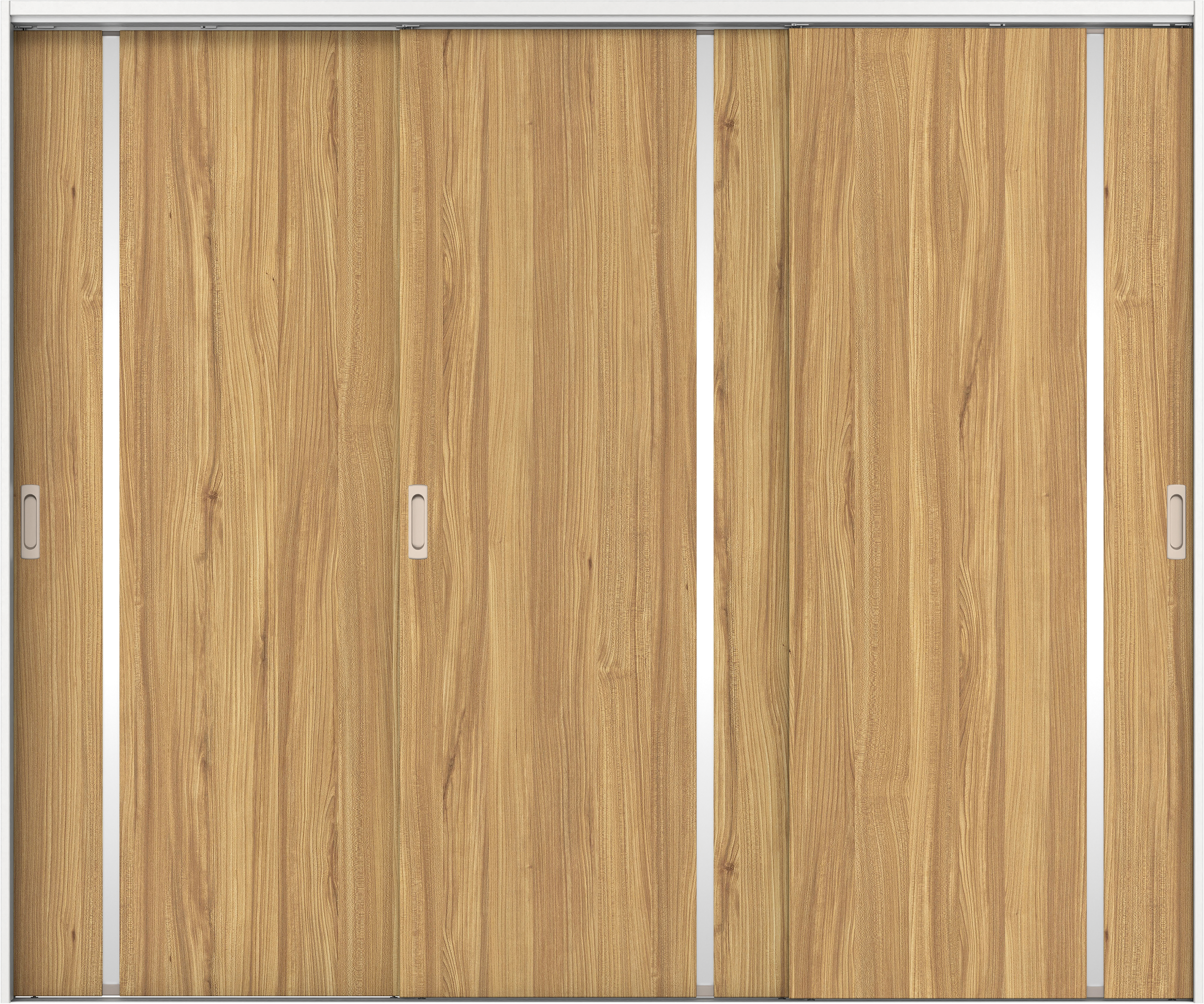 リビングドア　イエリア　吊戸・３枚引違　扉セット　Ｌ９デザイン　２４３７幅用　２０００高　〈シナモンブラウン柄〉　左右兼用　錠なし　ラクラクローズ付用