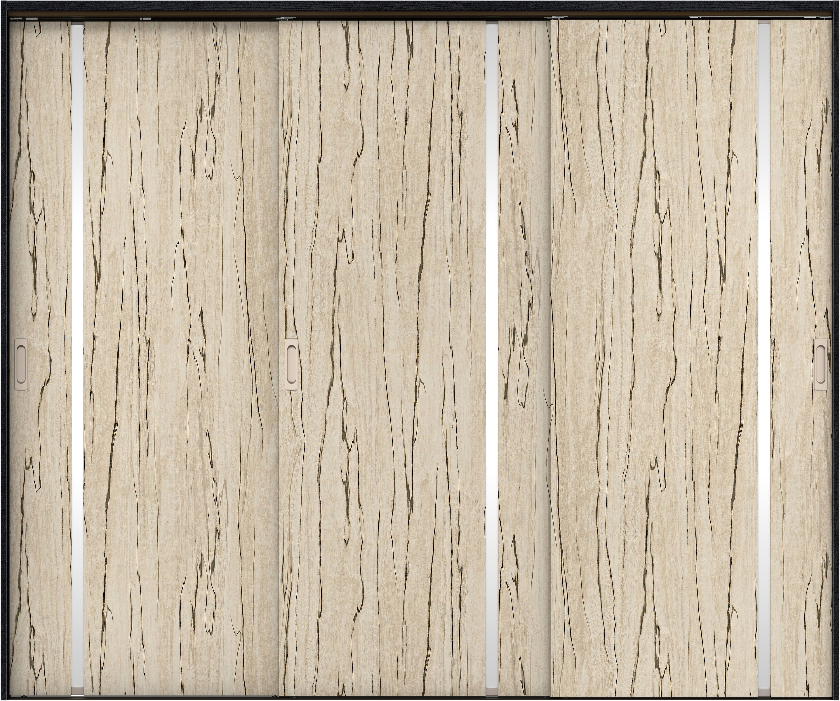 リビングドア　イエリア　吊戸・３枚引違　扉セット　Ｌ９デザイン　２４３７幅用　２０００高　〈スロウベージュ柄〉　左右兼用　錠なし　ラクラクローズ付用