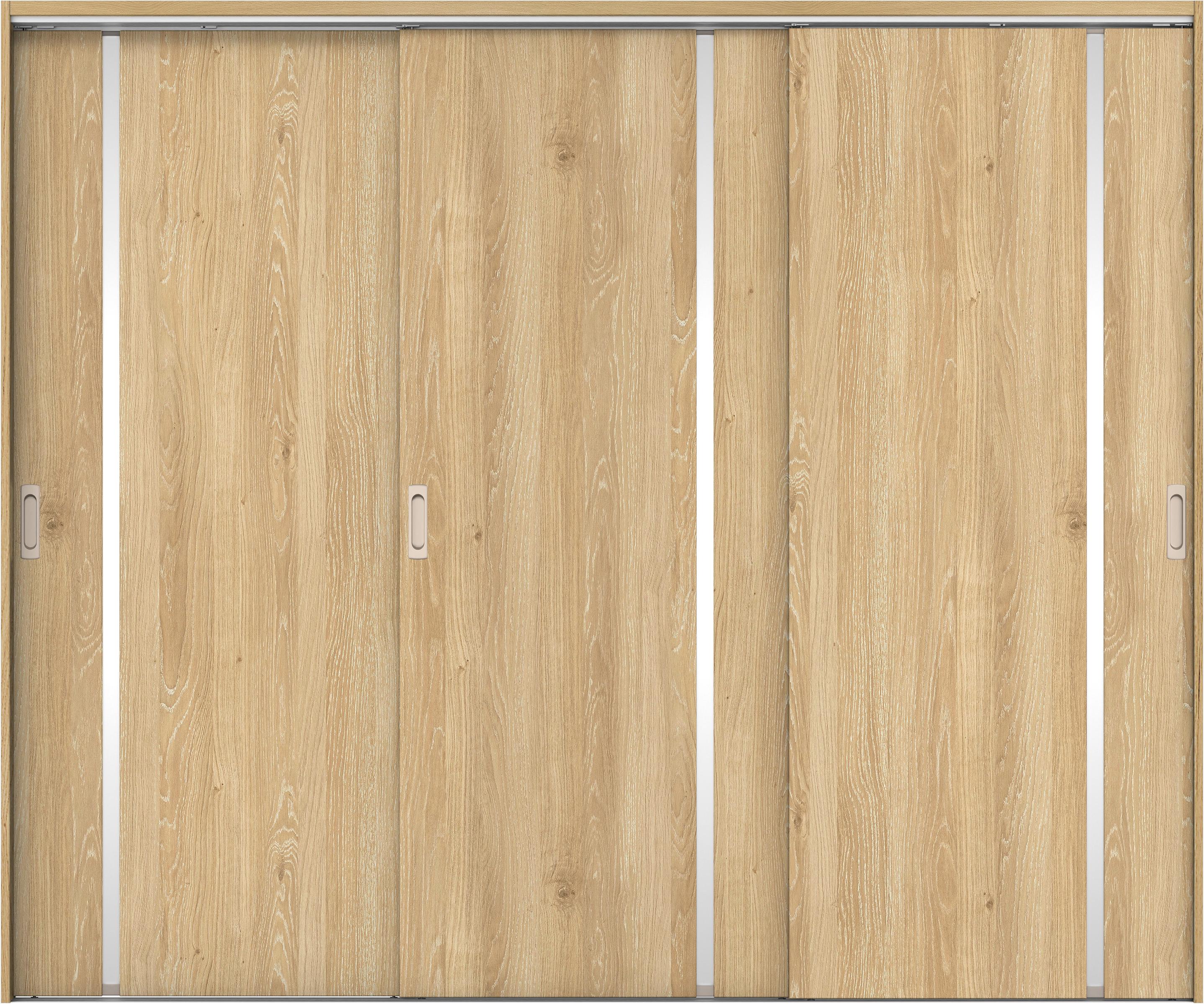 リビングドア　イエリア　吊戸・３枚引違　扉セット　Ｌ９デザイン　２４３７幅用　２０００高　〈ミルキーオーカー柄〉　左右兼用　錠なし　ラクラクローズ付用