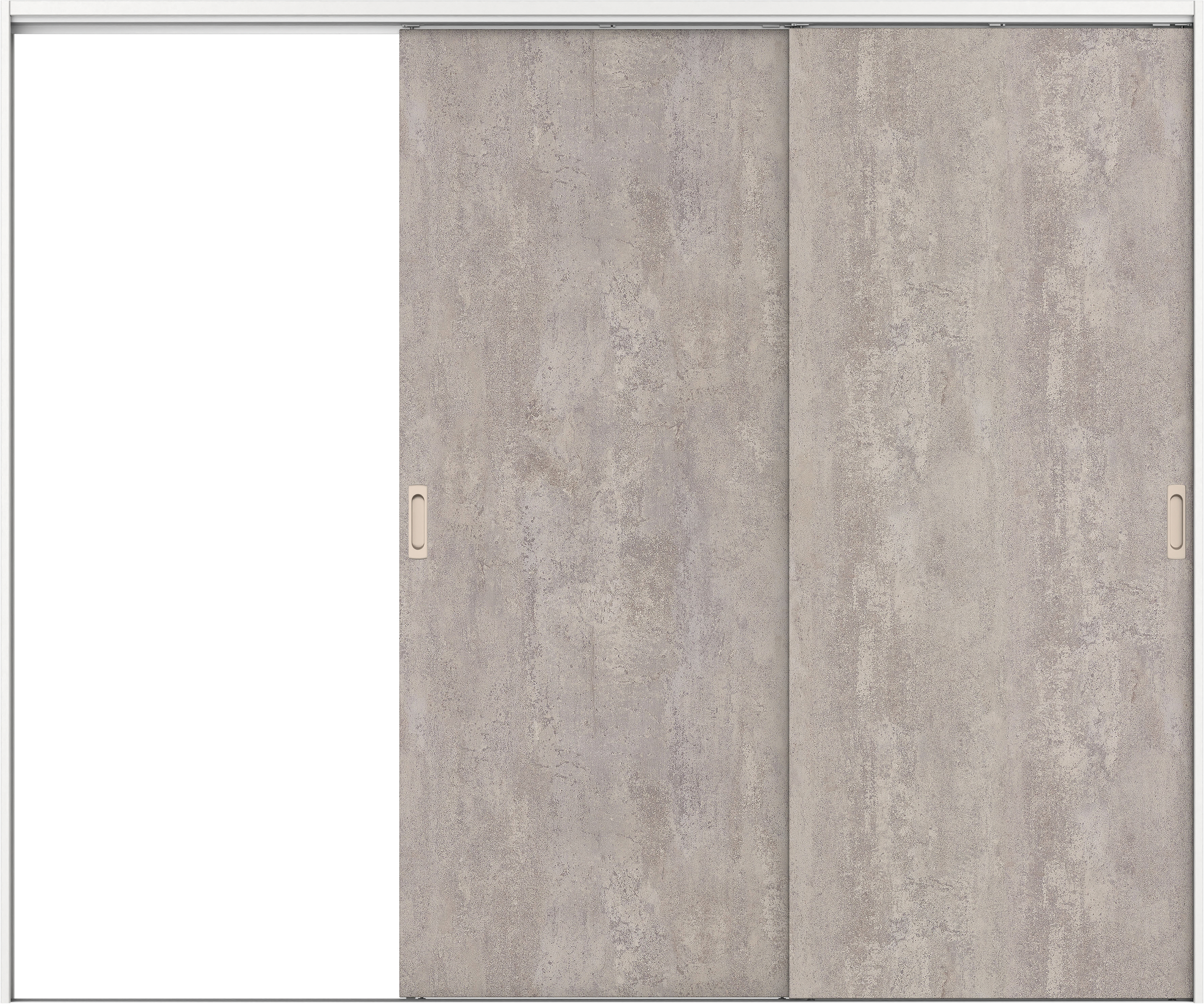 リビングドア　イエリア　吊戸・２枚片引　扉セット　００デザイン　２４３７幅用　２０００高　〈コンクリートグレー柄〉　左引用　錠なし　ラクラクローズ付用